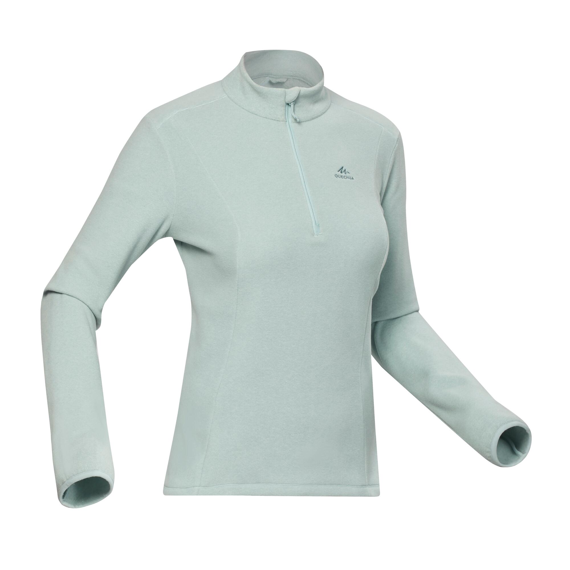 Women’s mountain hiking fleece jacket, MH100 - Turquoise