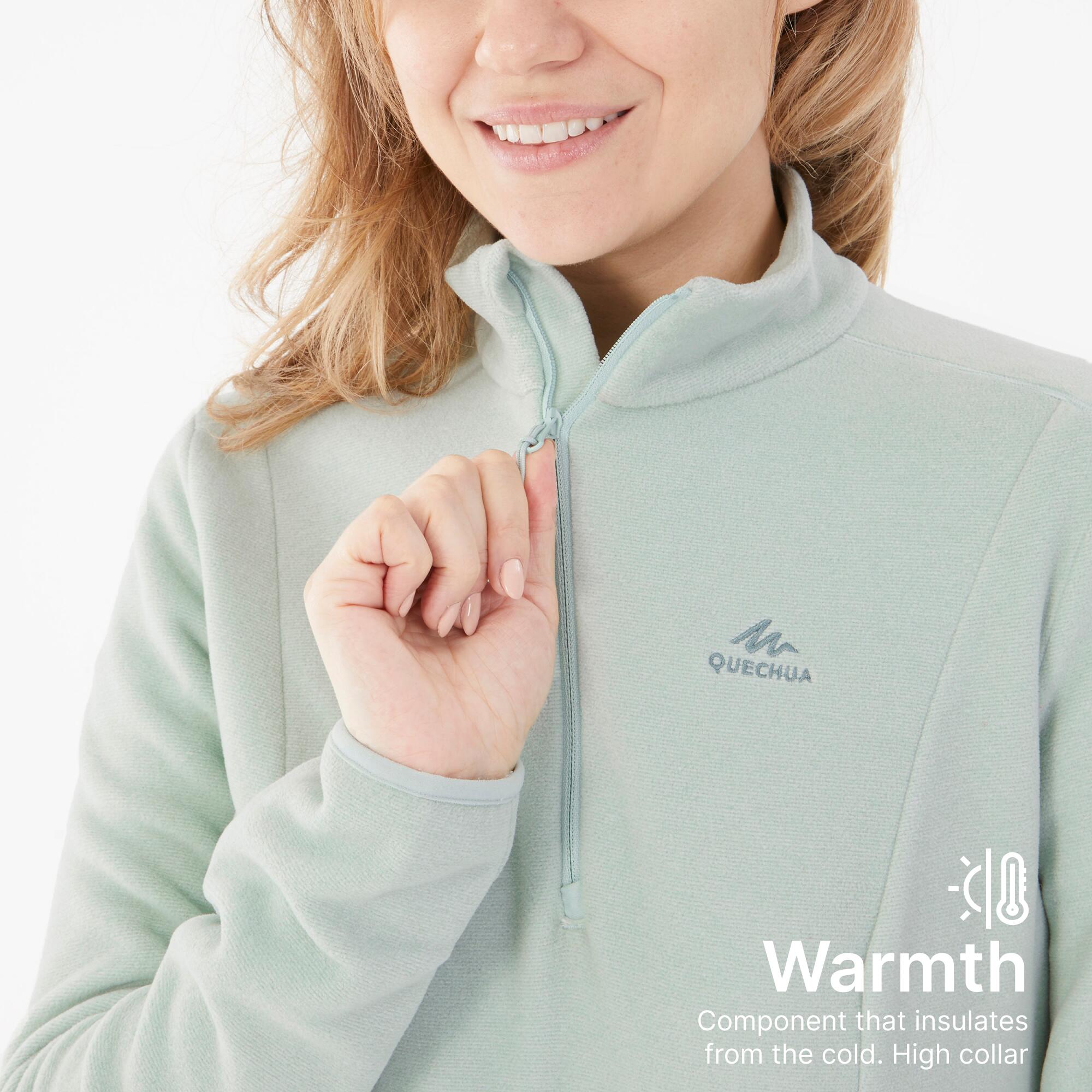 Women’s mountain hiking fleece jacket, MH100 - Turquoise