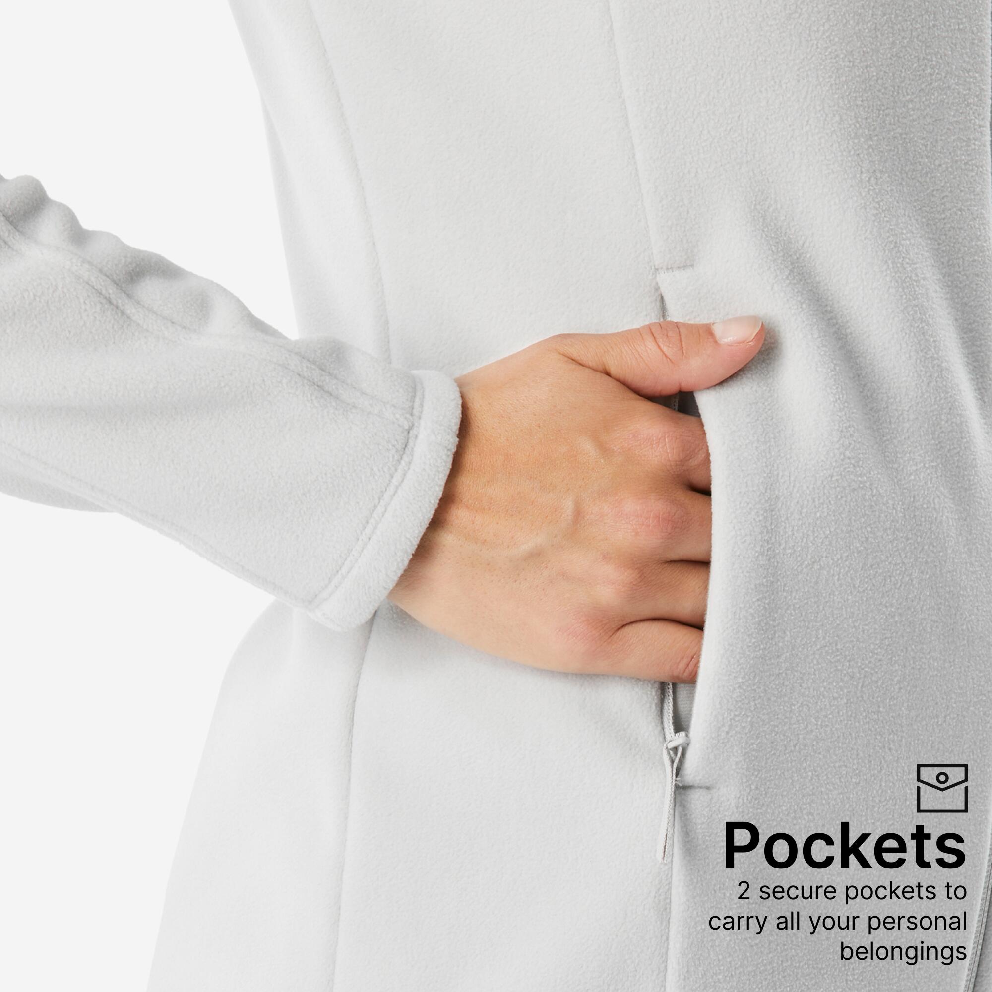 Women’s hiking fleece jacket MH500 - grey