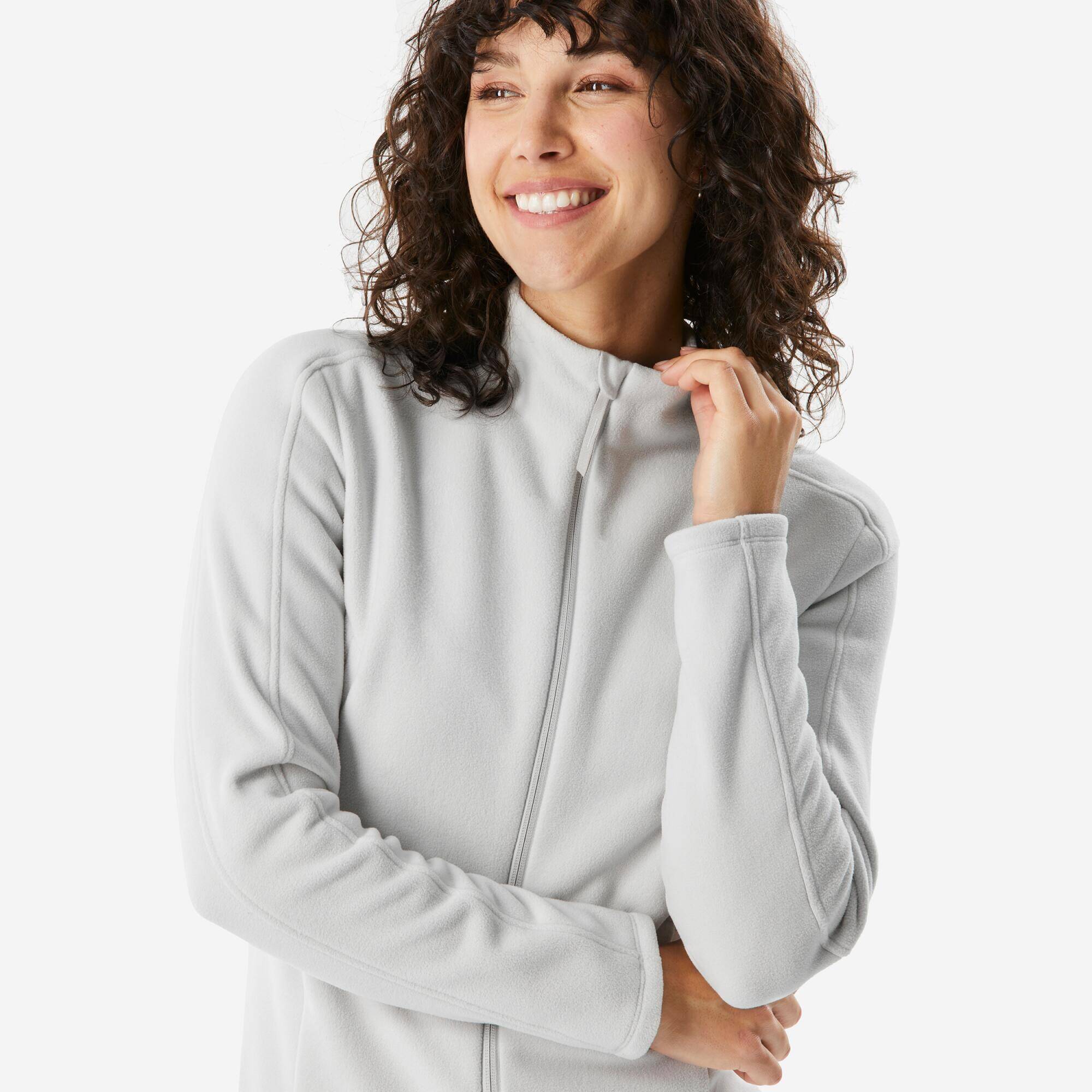 Women’s hiking fleece jacket MH500 - grey
