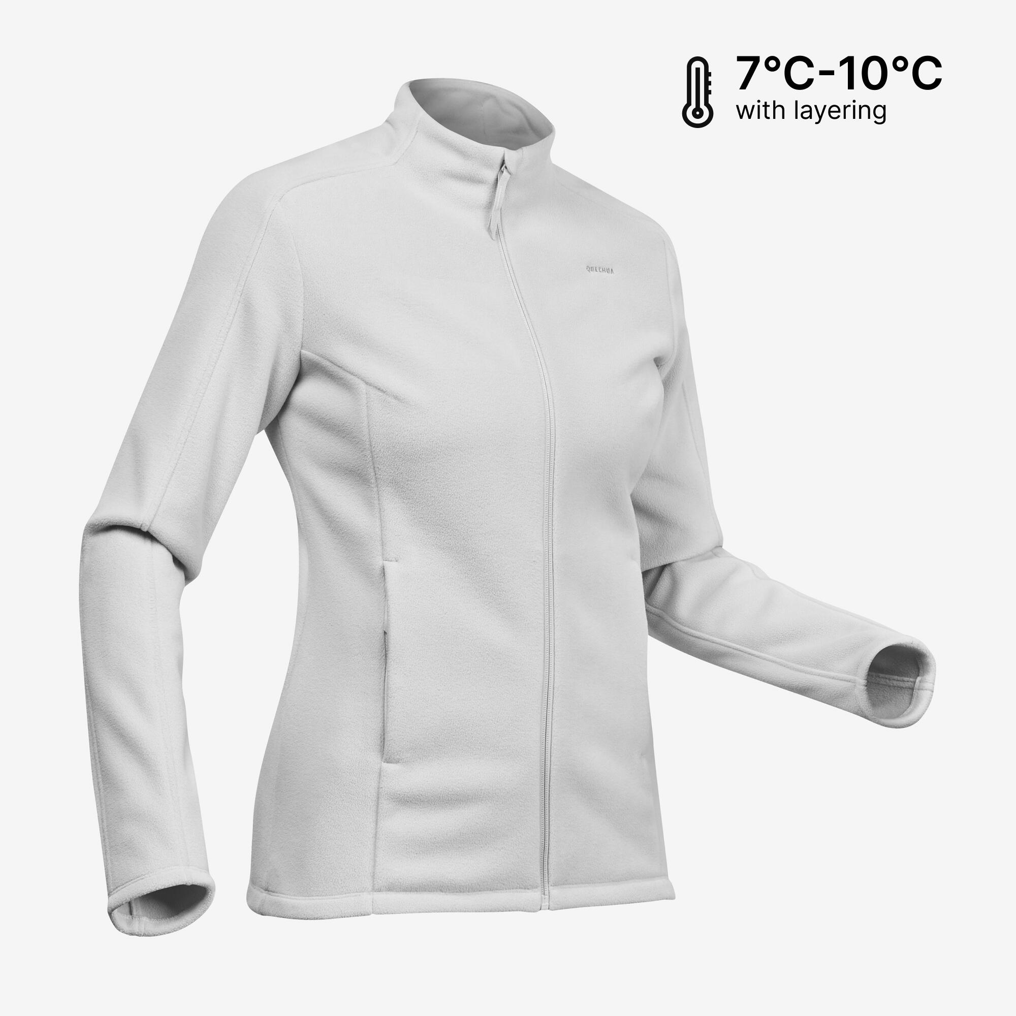 Women’s hiking fleece jacket MH500 - grey