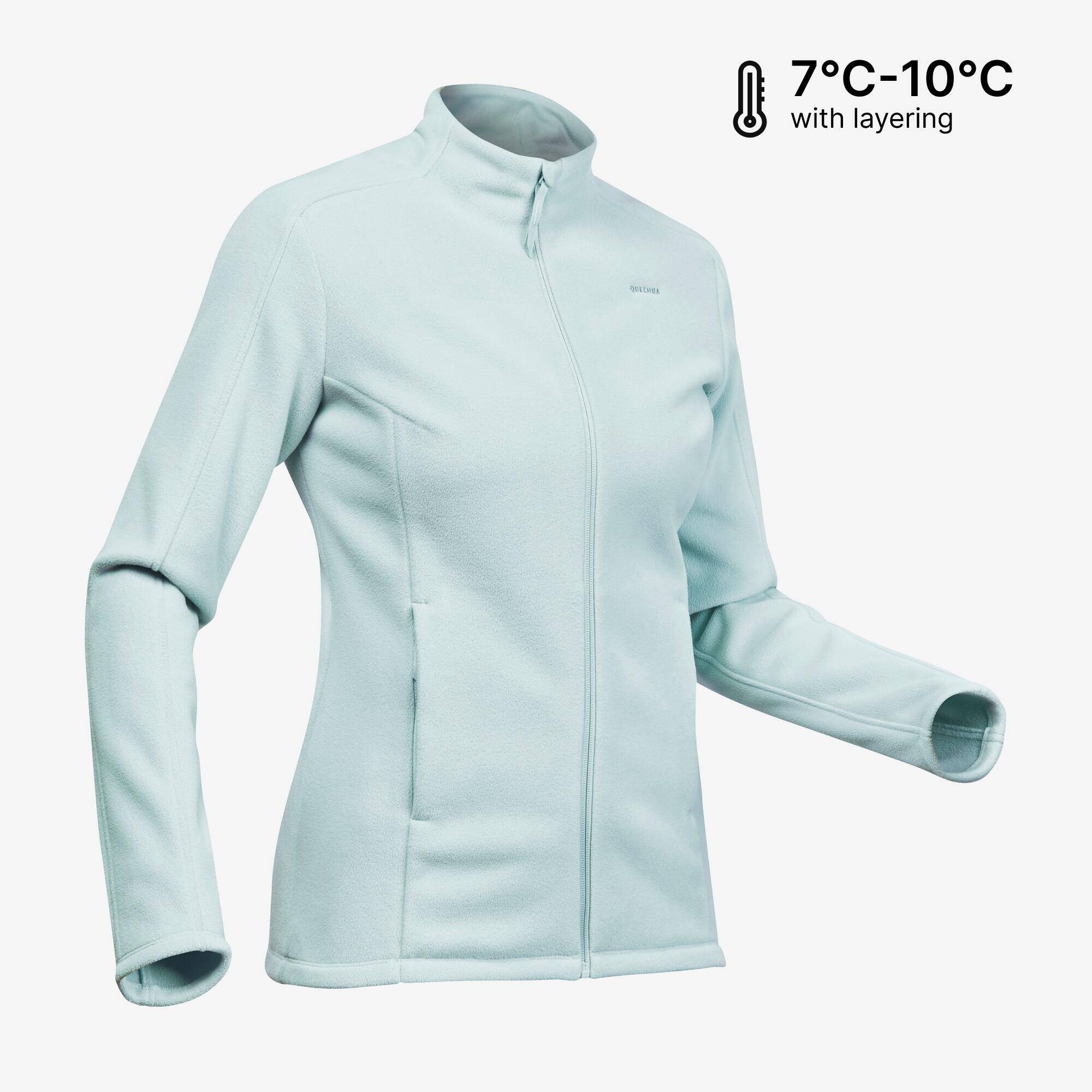 Women’s mountain hiking fleece jacket, MH500 Full Zip - Light Green -  2