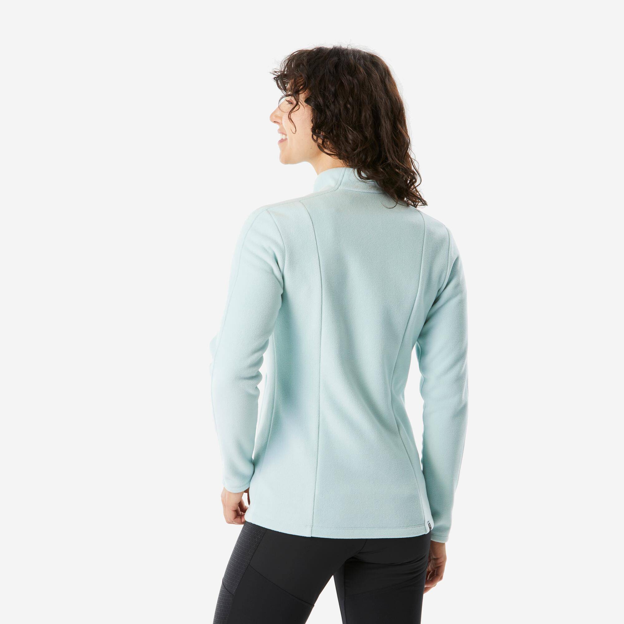 Women’s mountain hiking fleece jacket, MH500 Full Zip - Light Green -  5