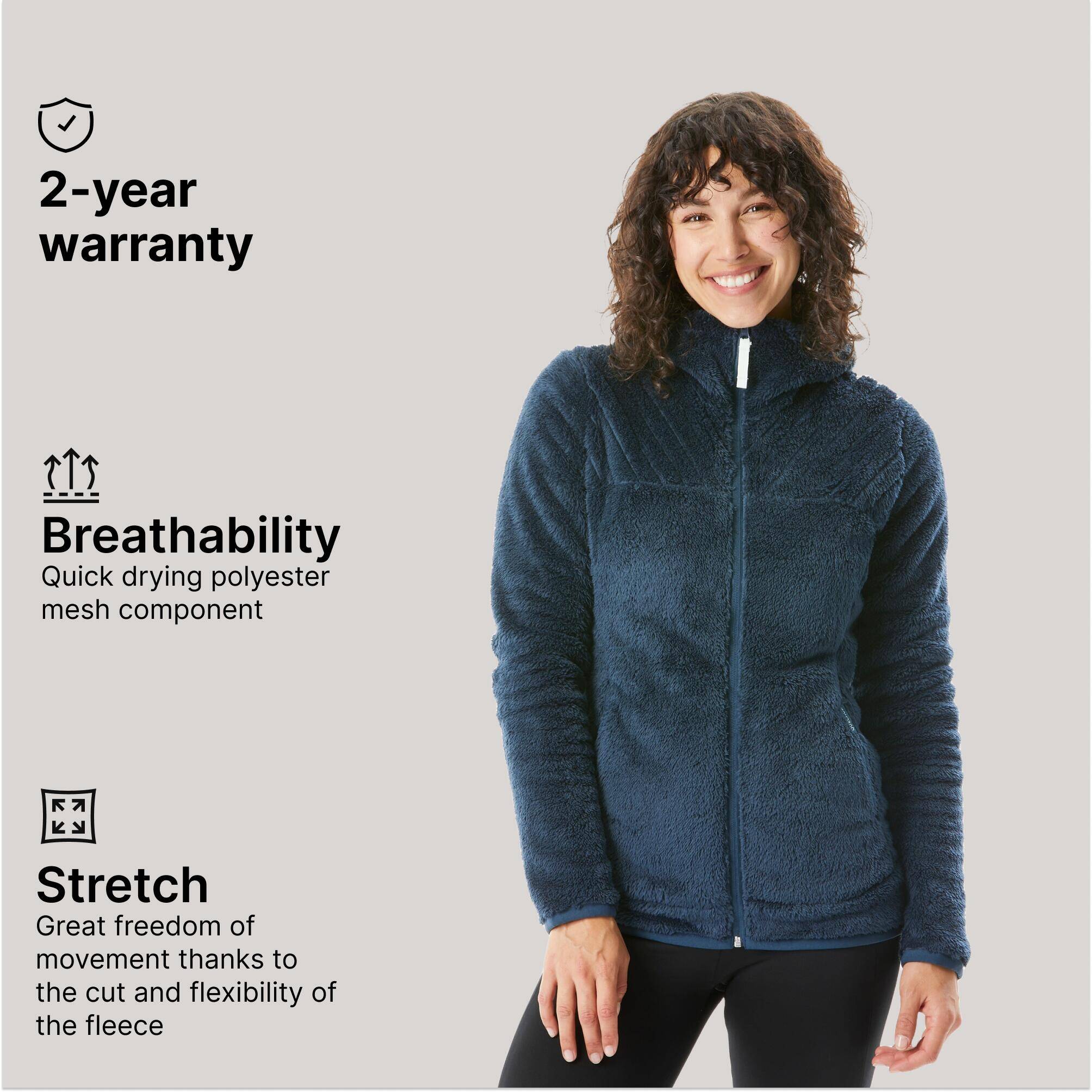 Women’s Warm Hiking Fleece - SH500 -  3