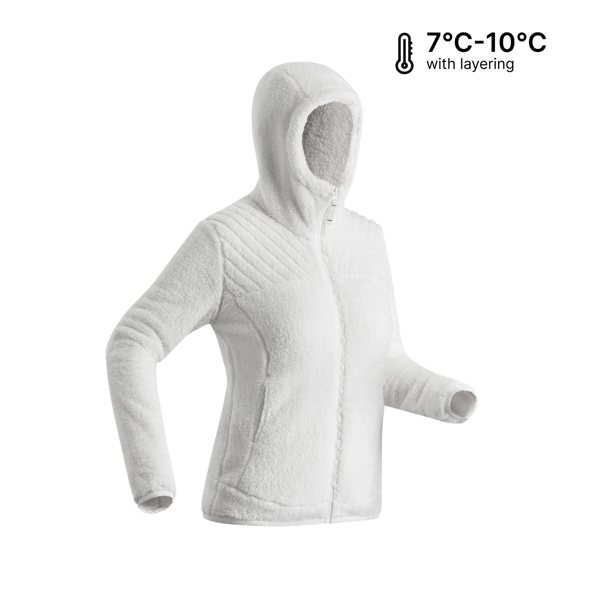 Women’s Warm Hiking Fleece Jacket NH500 - White -  3