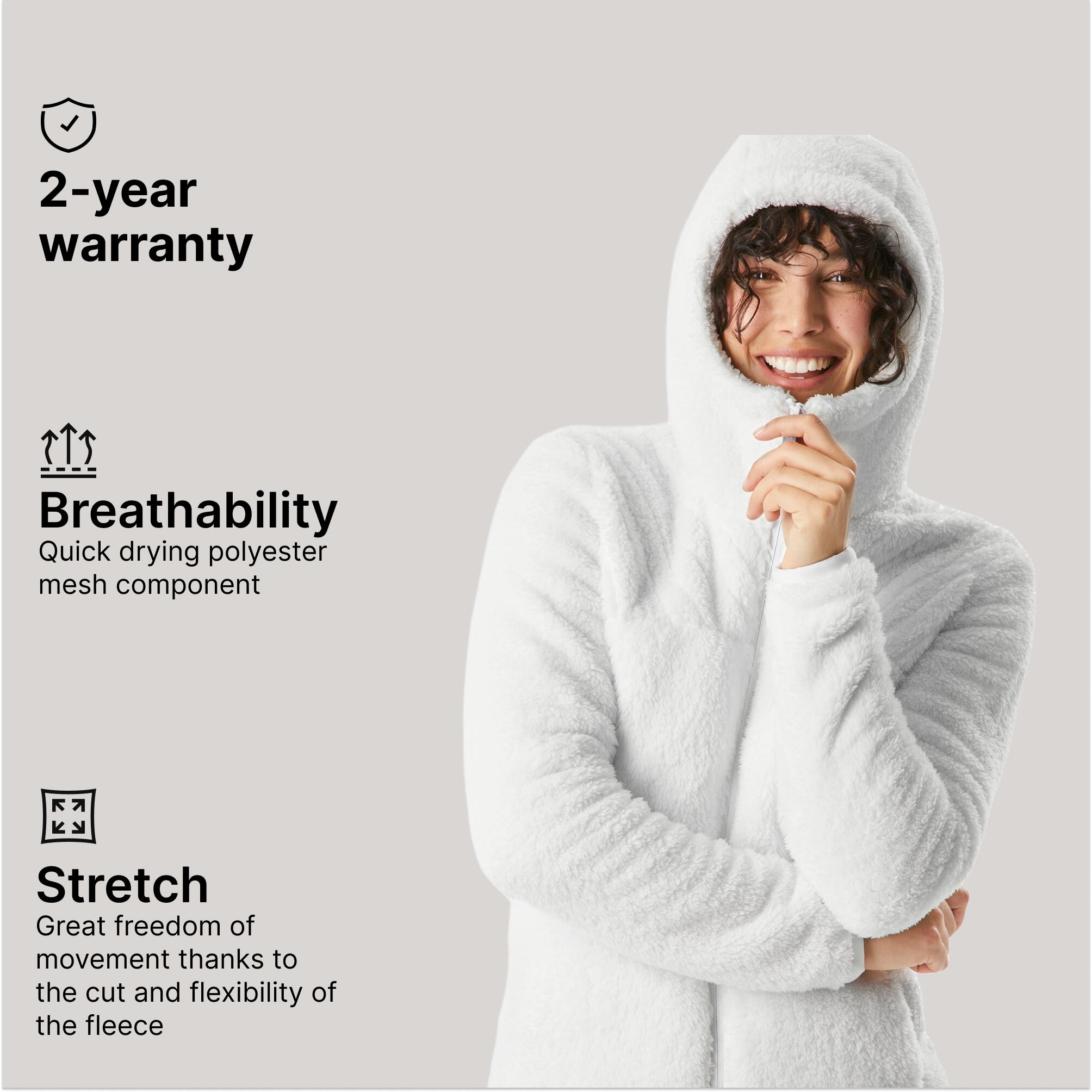 Women’s Warm Hiking Fleece Jacket NH500 - White