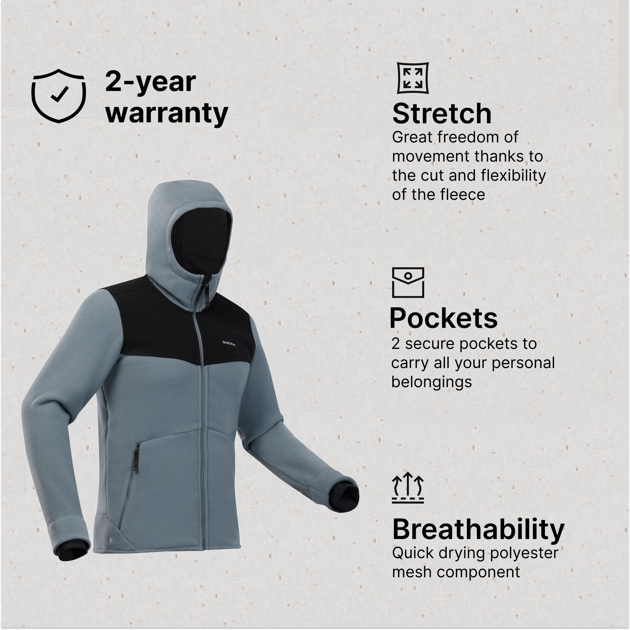 Men Warm Hiking Fleece Jacket SH500