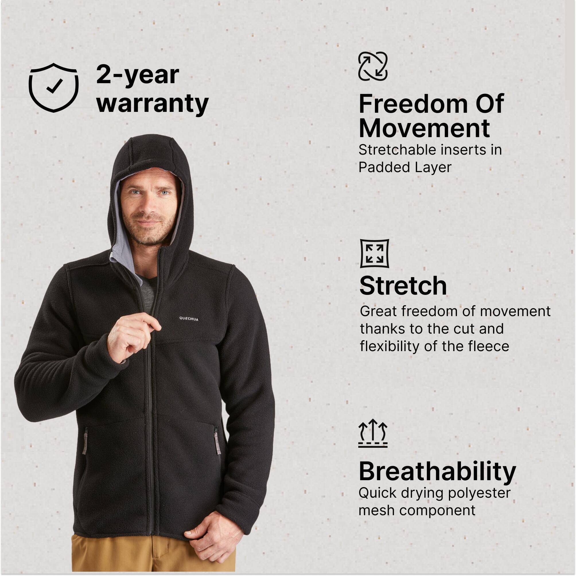 Men Warm Hiking Fleece Jacket SH500 -  3