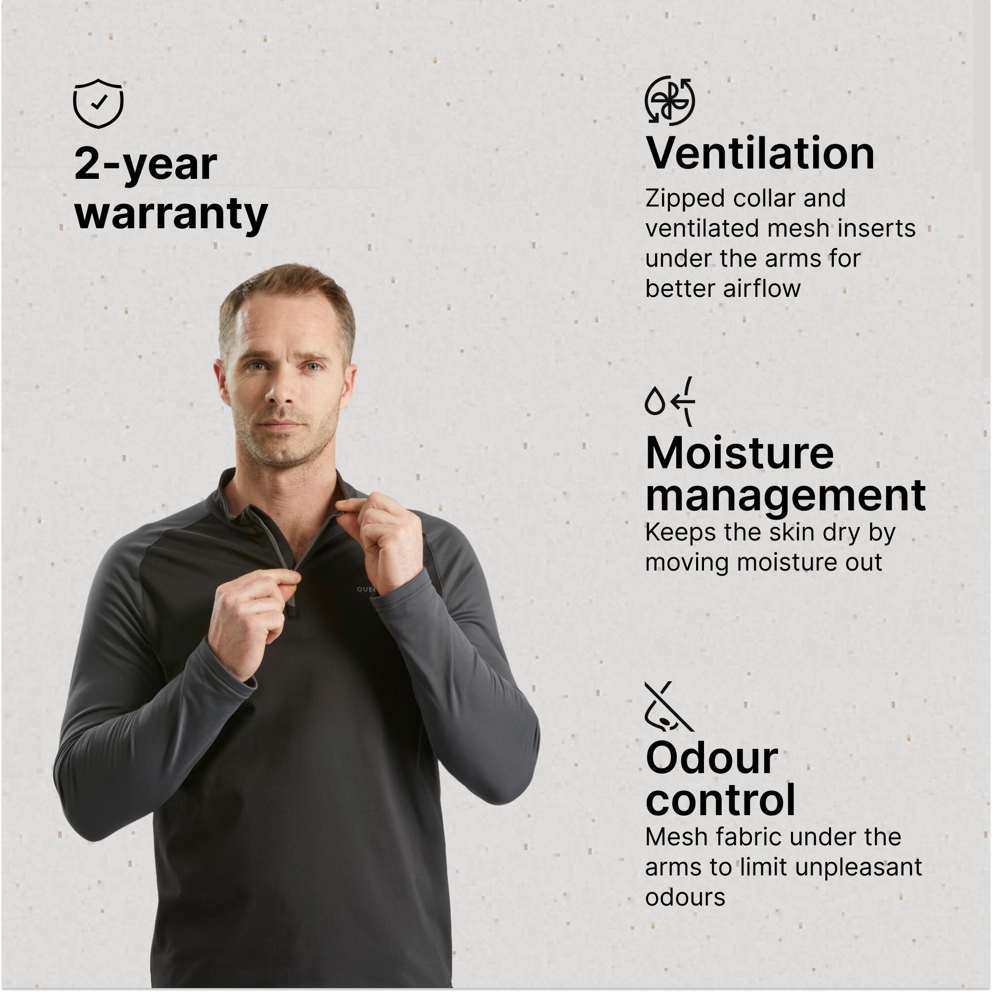 Men Hiking Long Sleeved Warm T-Shirt SH100 Black