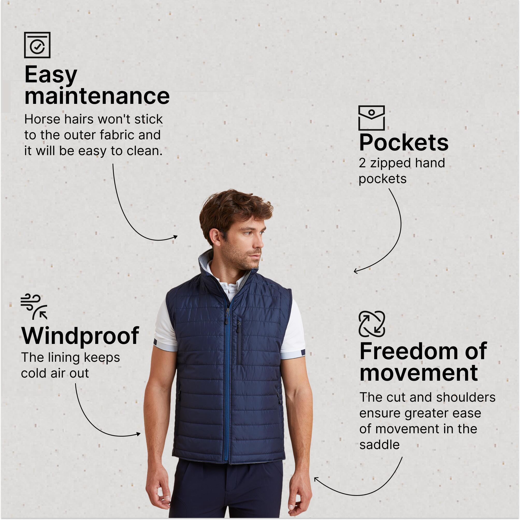 Men Horse Riding Sleeveless Gilet 100- Navy