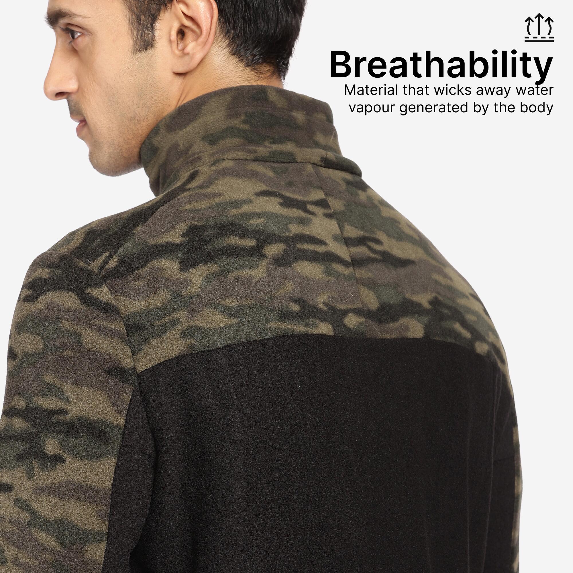 Men Fleece Army Military Camo Print SG500 - Camo Green/Black