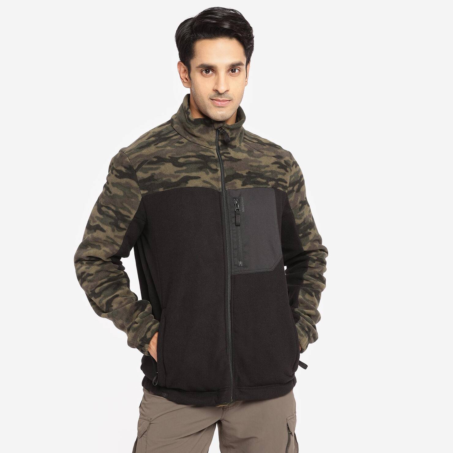 Men Fleece Army Military Camo Print SG500 - Camo Green/Black