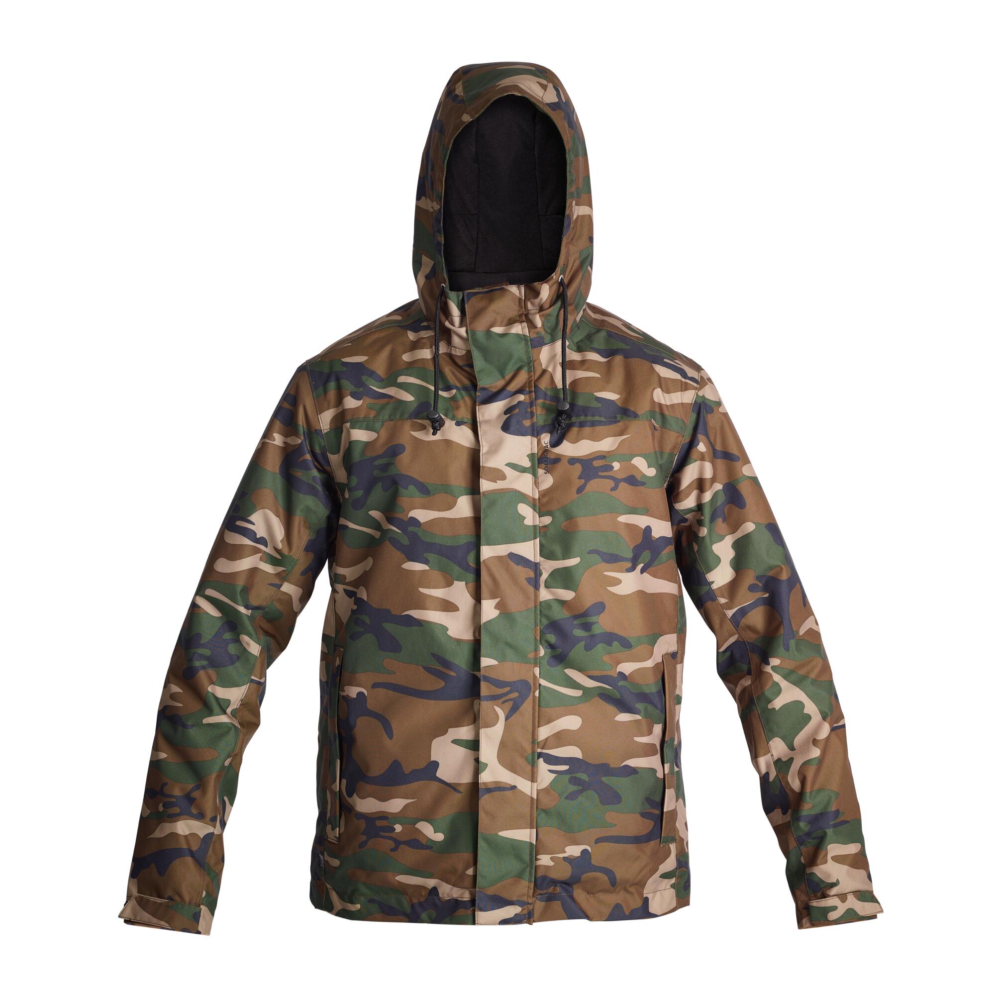 WARM WATERPROOF JACKET 100 CAMO WOODLAND