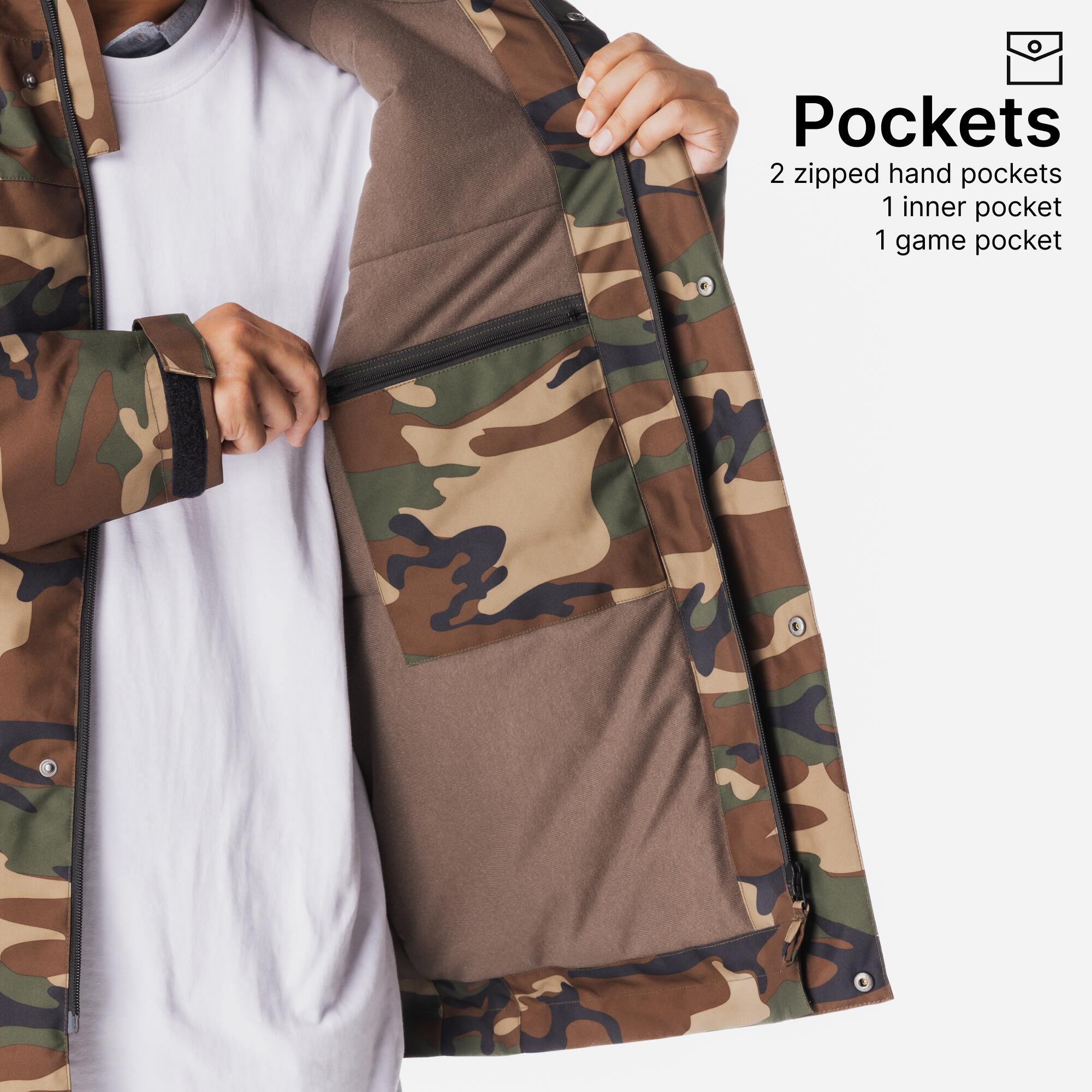 WARM WATERPROOF JACKET 100 CAMO WOODLAND