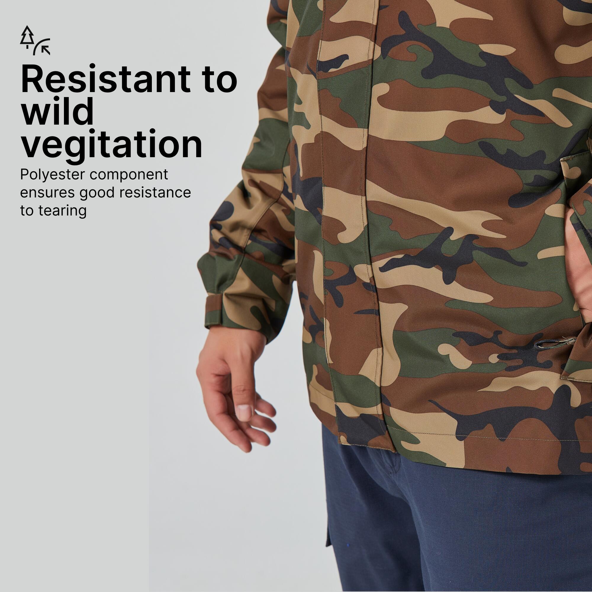 WARM WATERPROOF JACKET 100 CAMO WOODLAND