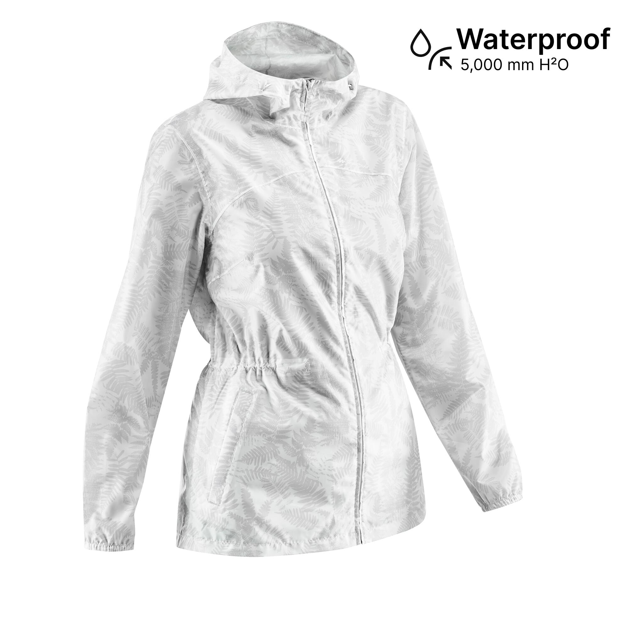 Women Full Zip Rain Jacket with Storage Pouch Marble Grey - NH100