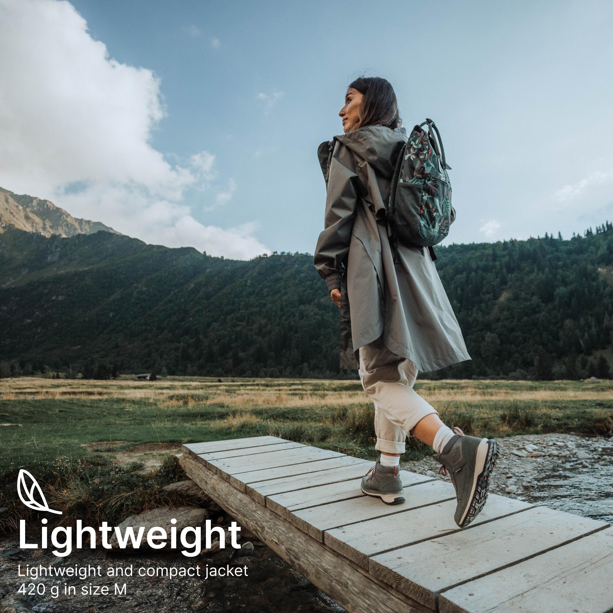 Women’s waterproof hiking jacket, Raincut Long - Khaki 11/11