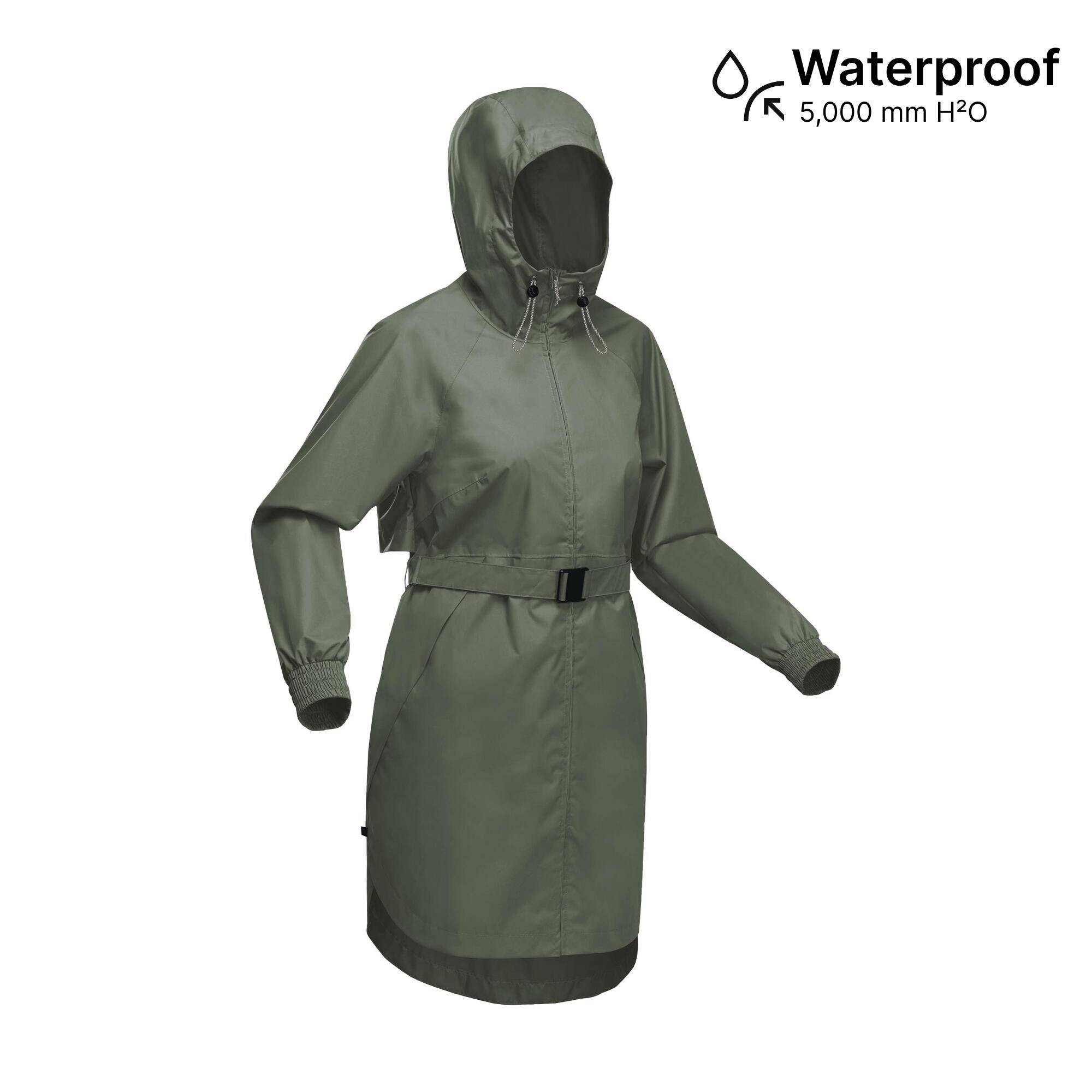 Women Waistbanded Rain Jacket with Storage Pouch Green - NH150 -  2