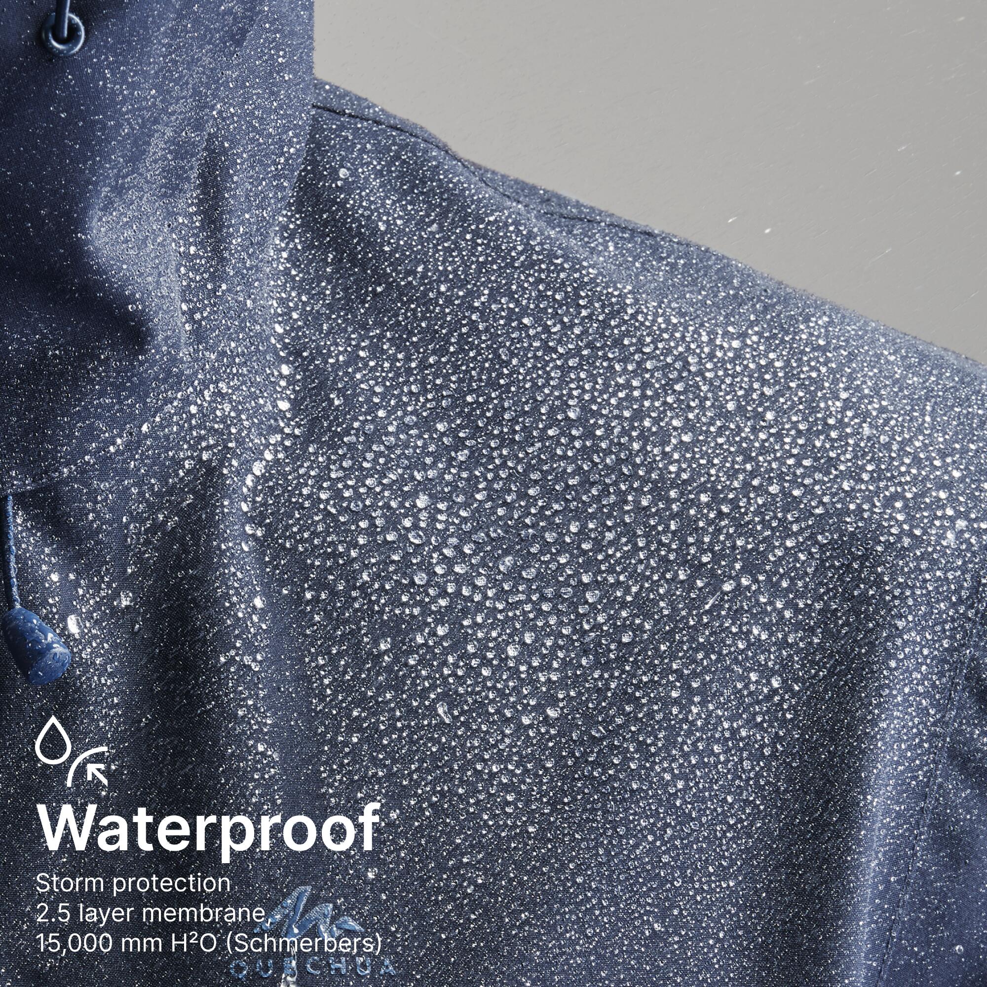 Men Full Zip Waterproof Rain Jacket and Windcheater Blue Black - MH150