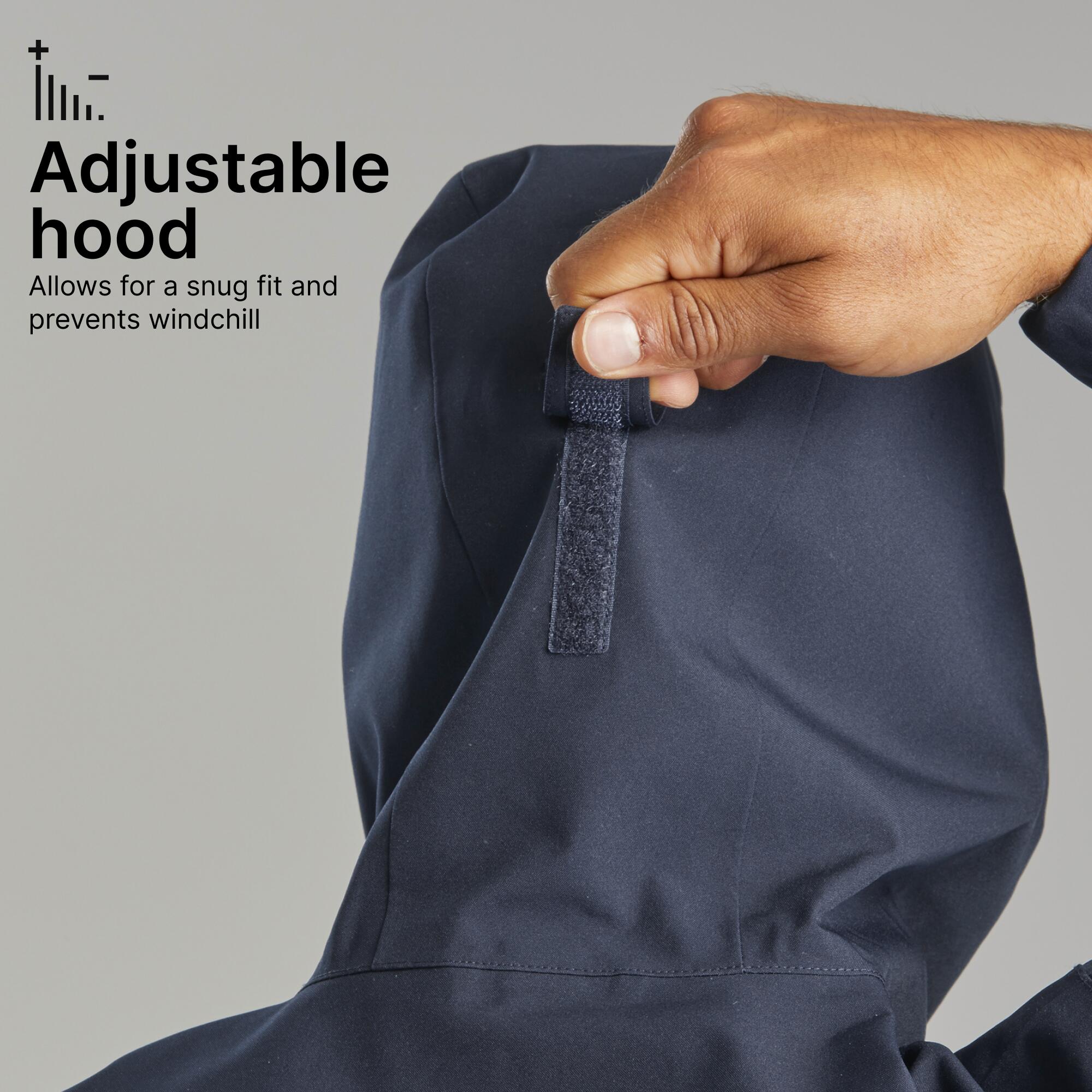 Men Full Zip Waterproof Rain Jacket and Windcheater Blue Black - MH150