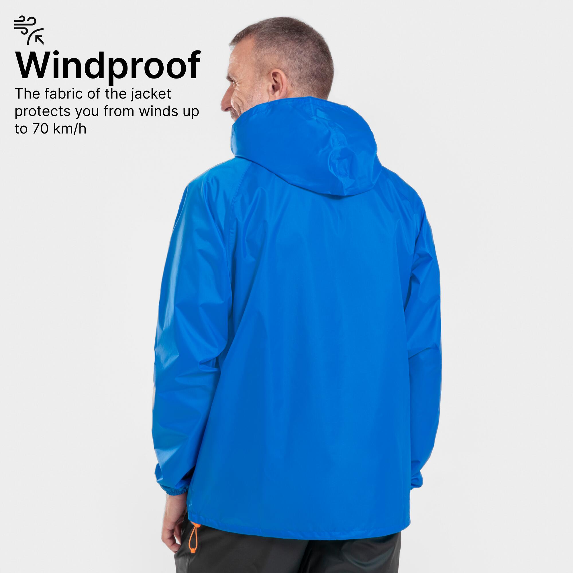 Men Half Zip Rain Jacket with Storage Pouch Blue - NH100