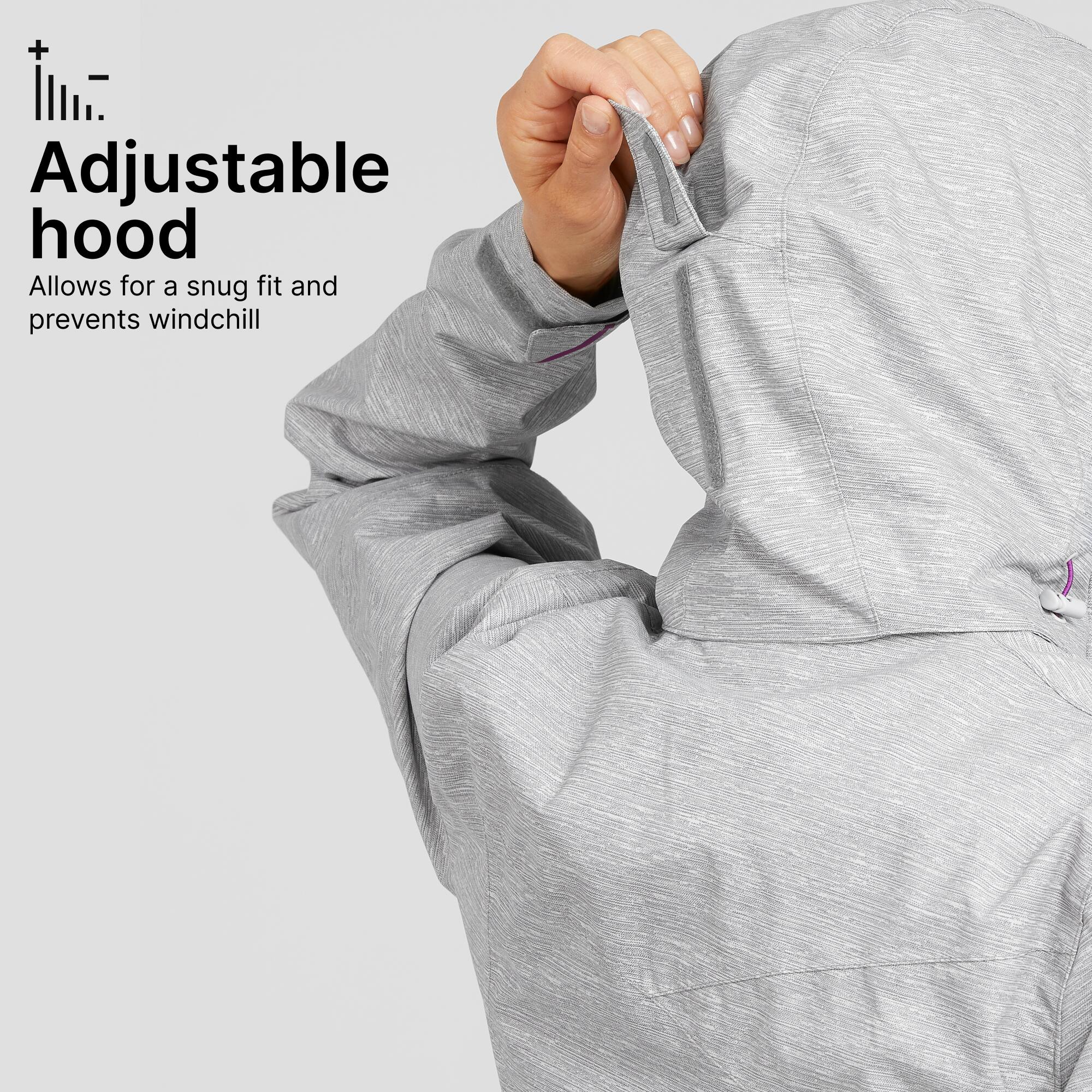 Women Full Zip Rain Jacket with Secure Chest Pocket Dusk Grey - NH500