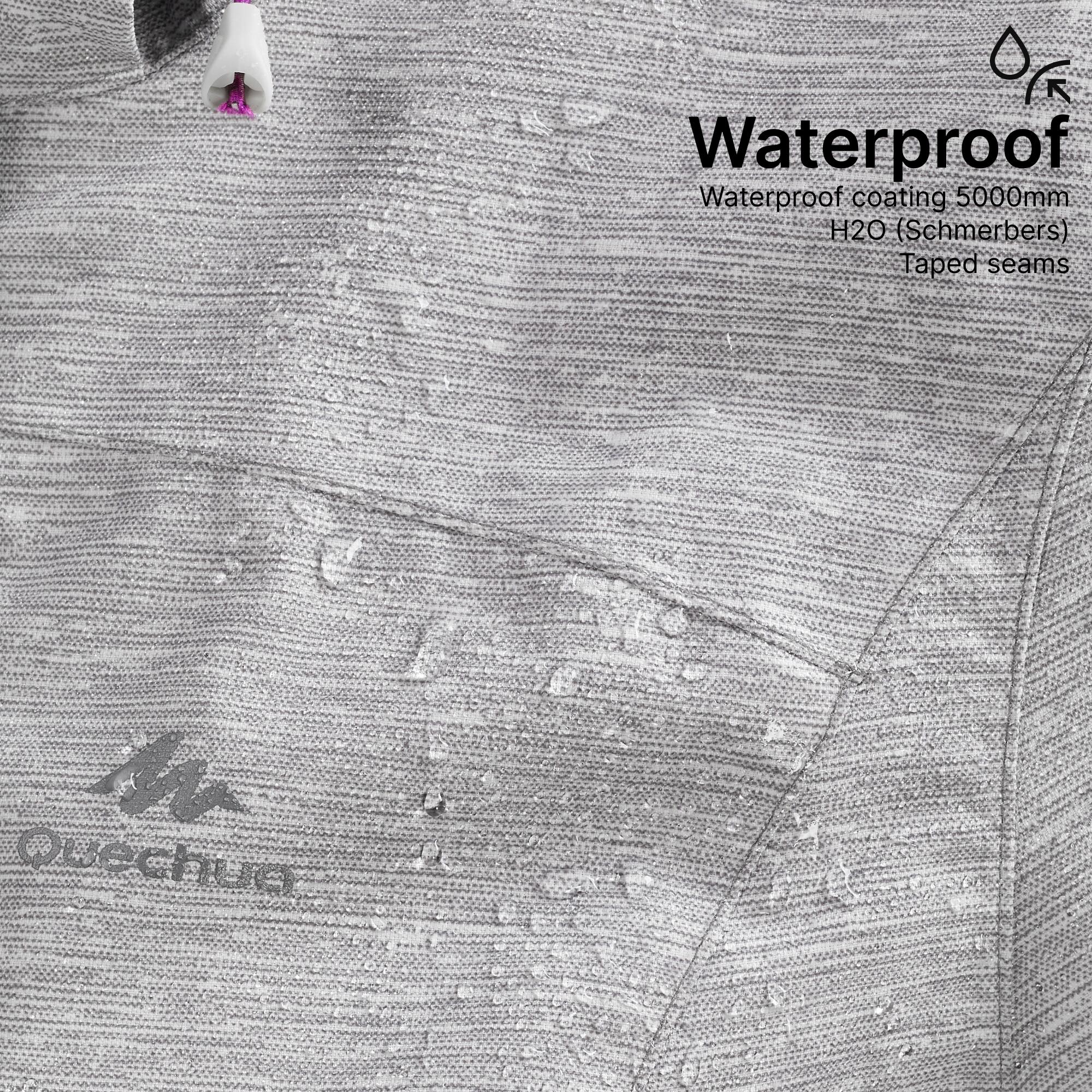 Women Full Zip Rain Jacket with Secure Chest Pocket Dusk Grey - NH500