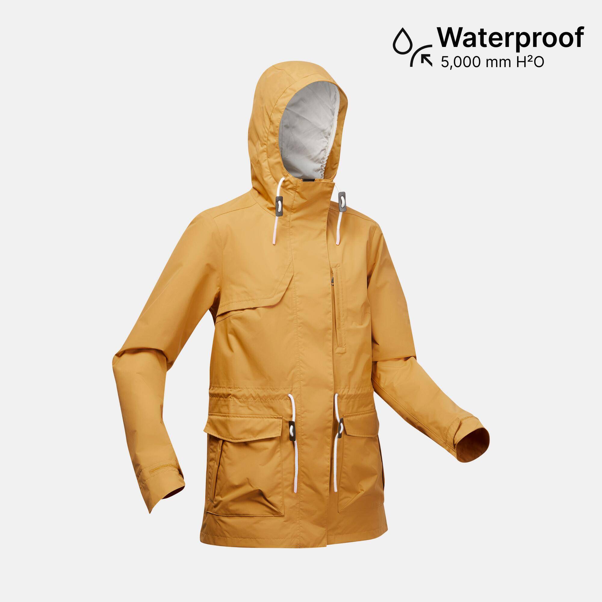 Women Full Zip Reinforced Rain Jacket with Zip Cover Flap Ochre - NH900 -  2