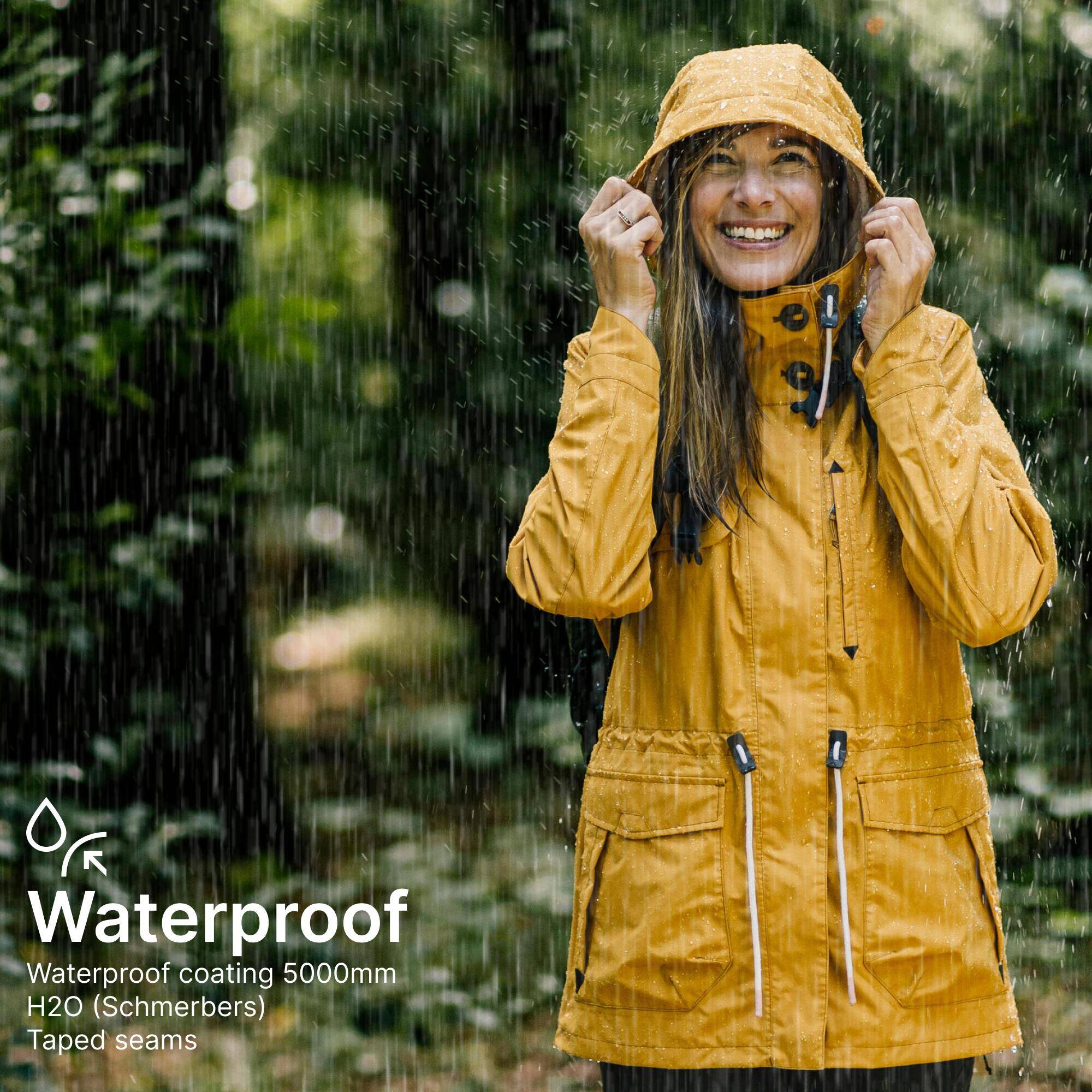 Women Full Zip Reinforced Rain Jacket with Zip Cover Flap Ochre - NH900 -  5