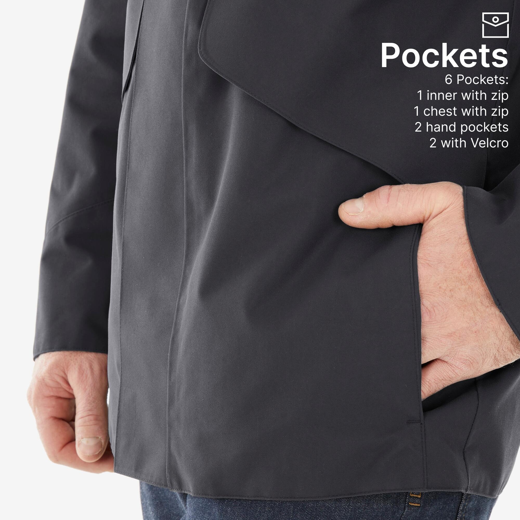 Men Full Zip Reinforced Rain Jacket with Zip Cover Flap Black - NH900