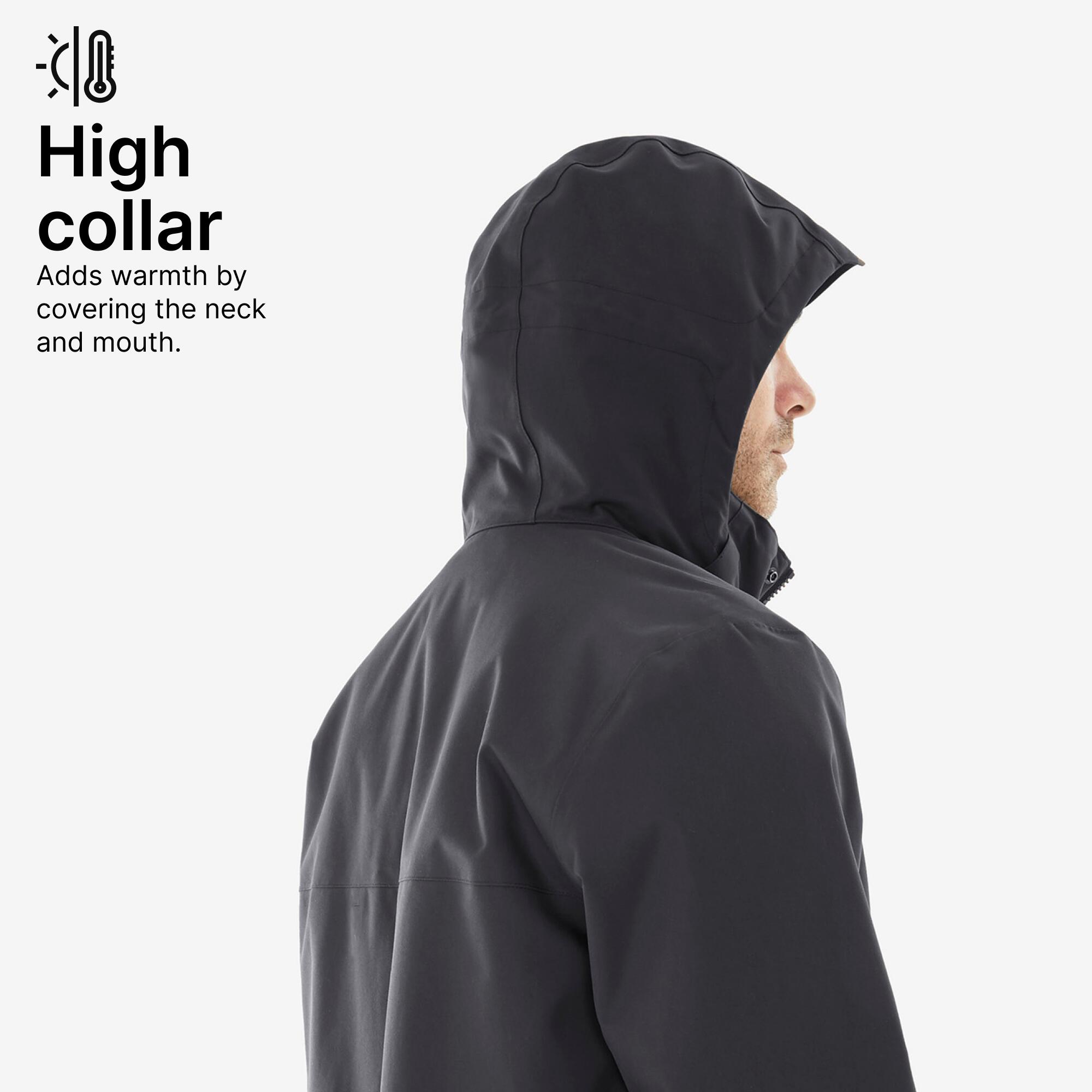 Men Full Zip Reinforced Rain Jacket with Zip Cover Flap Black - NH900