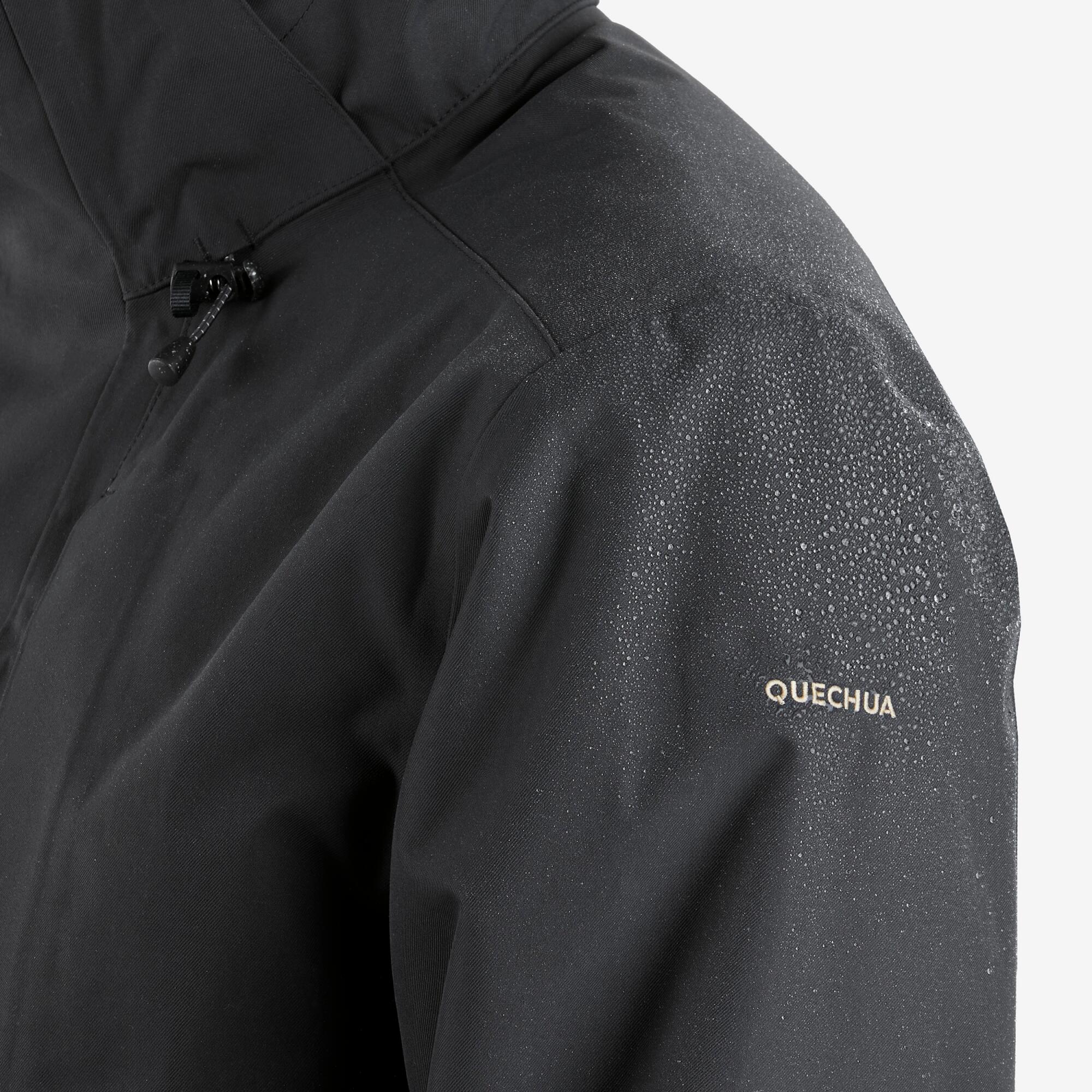 Men Full Zip Reinforced Rain Jacket with Zip Cover Flap Black - NH900