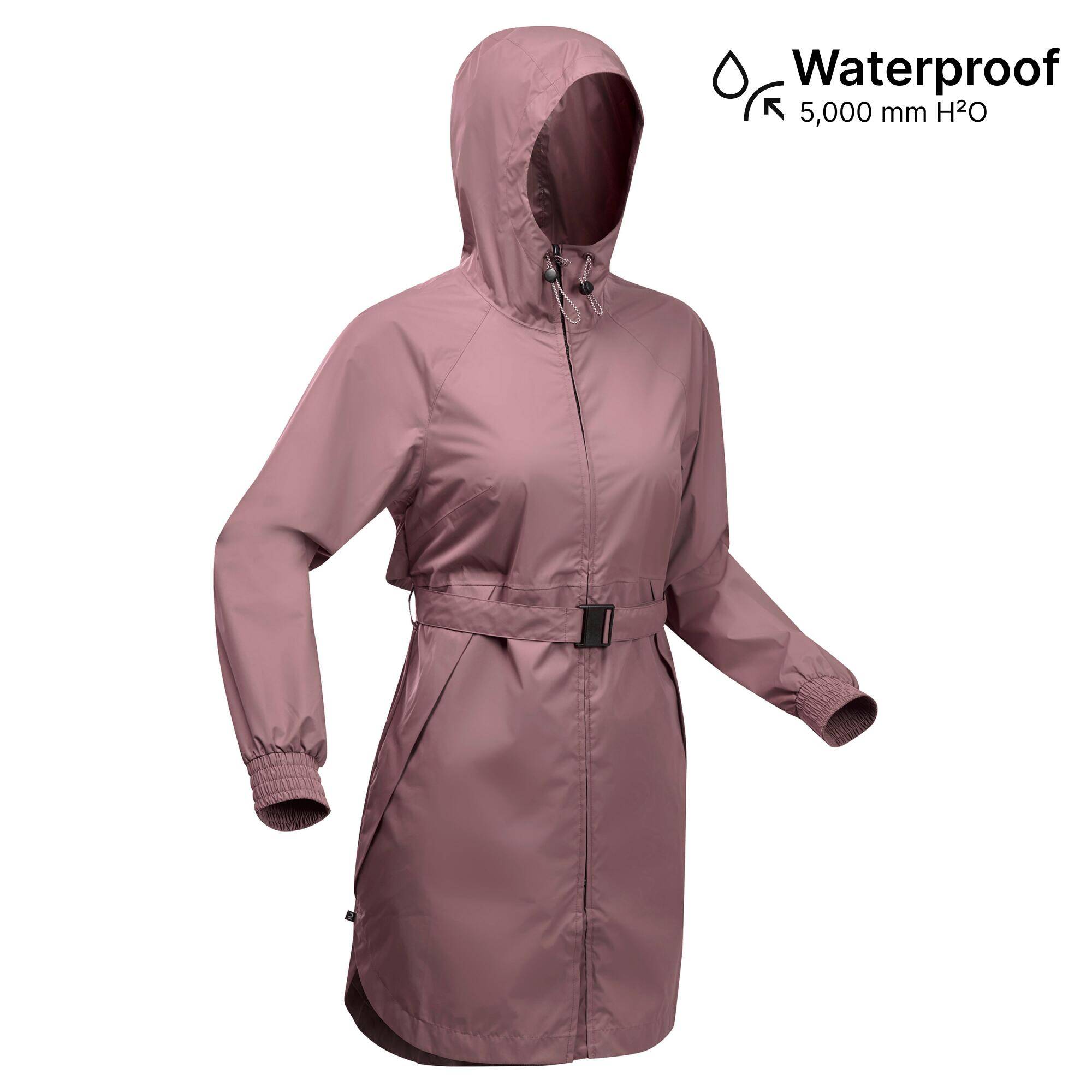 Women Waistbanded Rain Jacket with Storage Pouch Pink - NH150 -  3