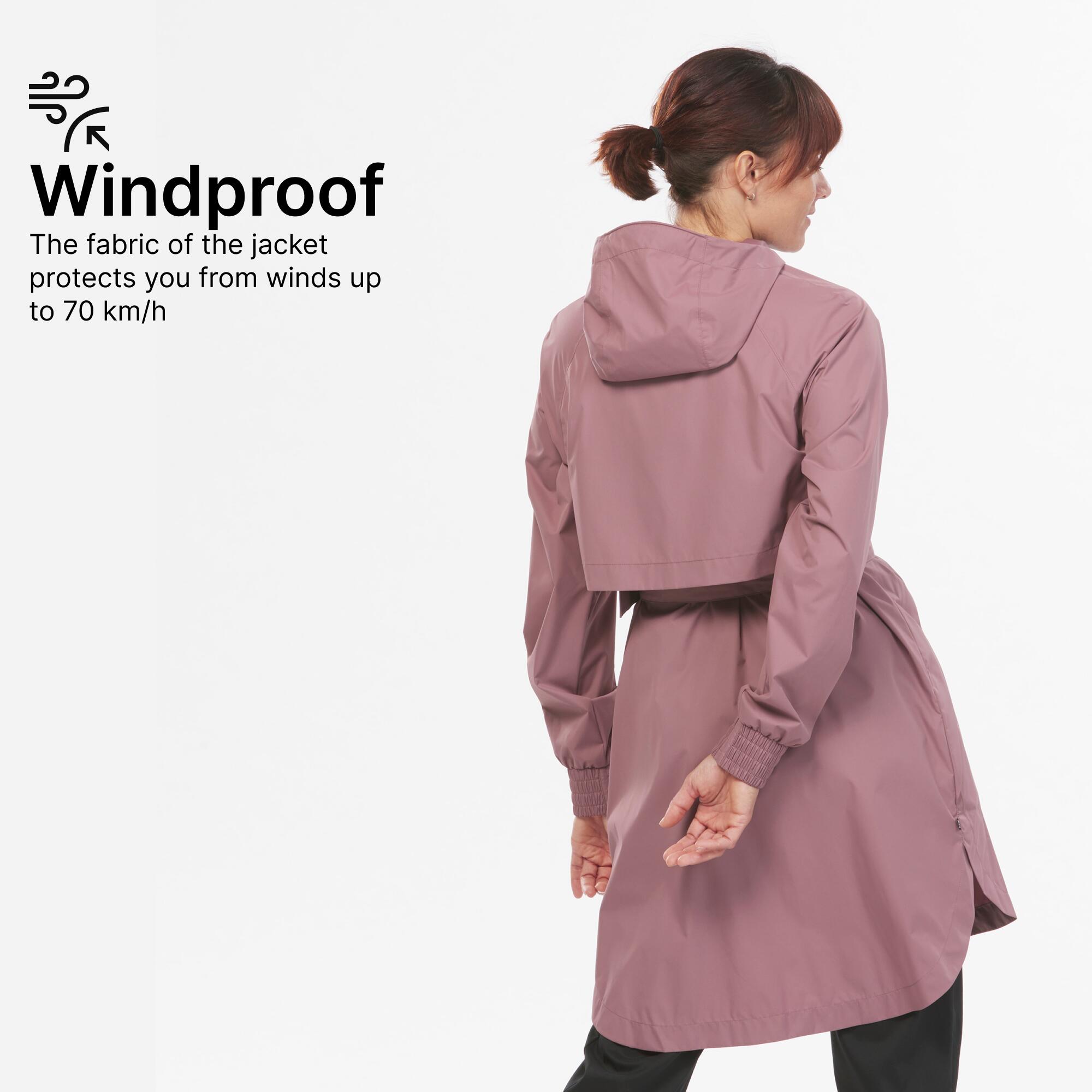 Women Waistbanded Rain Jacket with Storage Pouch Pink NH150
