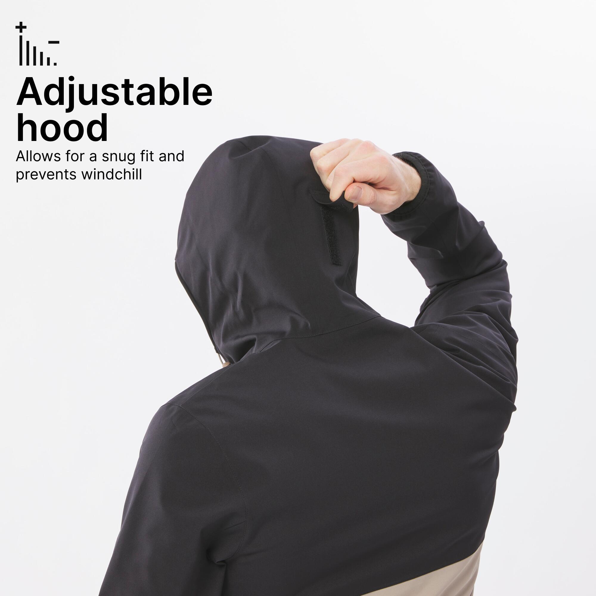 Men Full Zip Waterproof Rain Jacket and Windcheater Beige Black - MH150