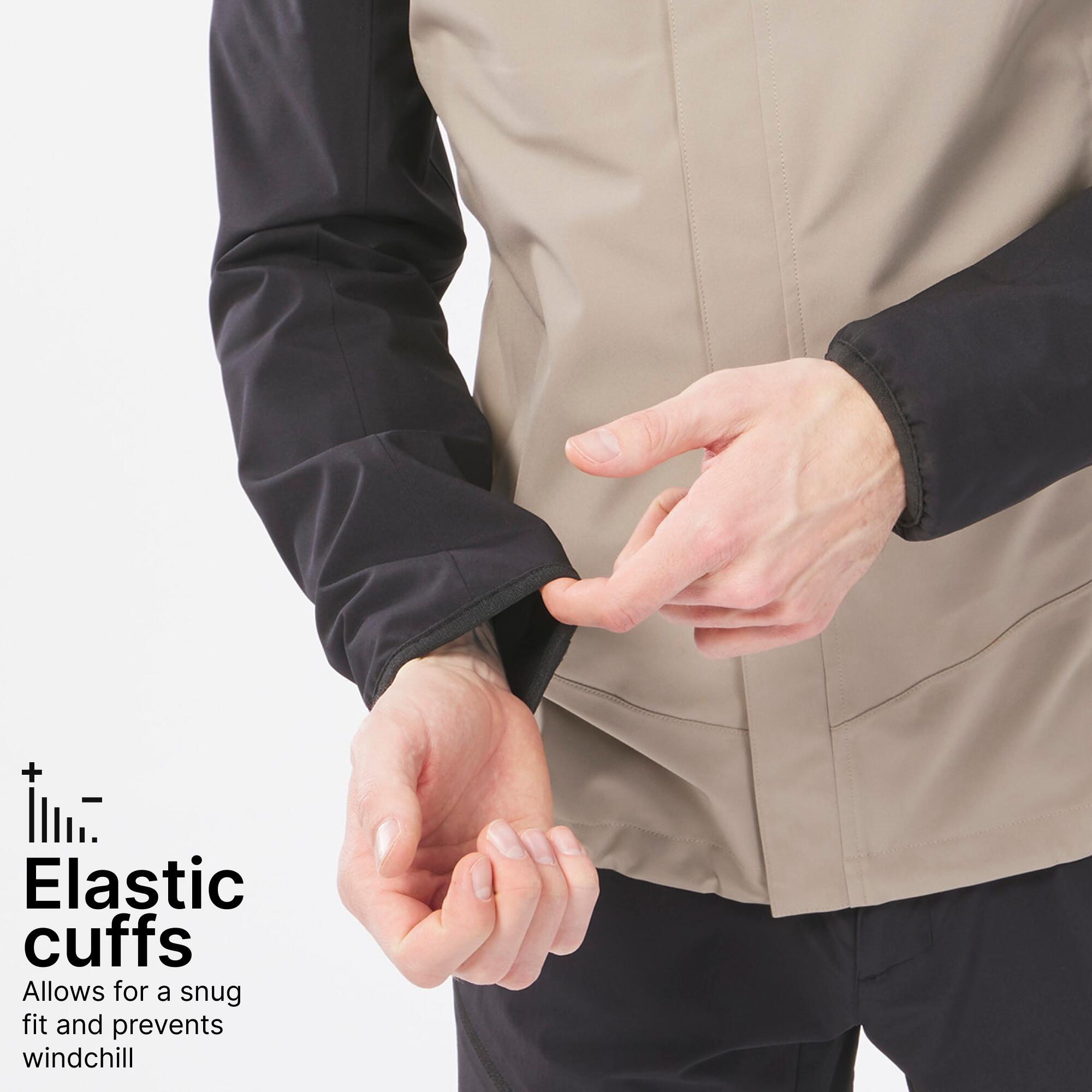 Men Full Zip Waterproof Rain Jacket and Windcheater Beige Black - MH150