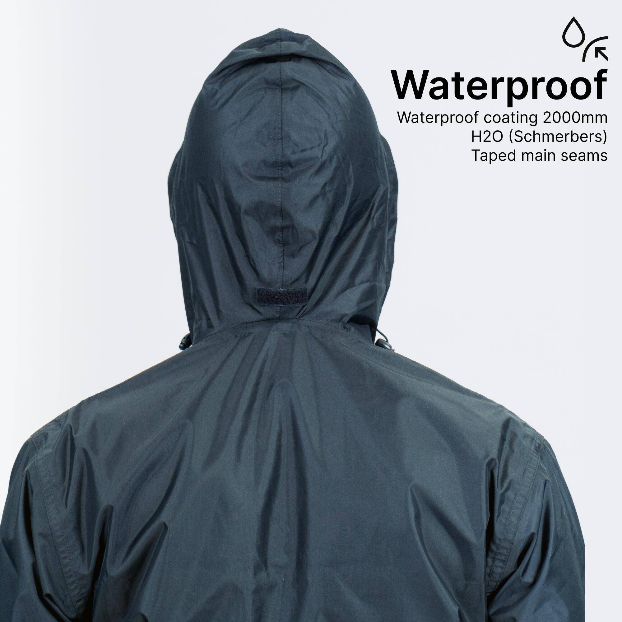 Men Full Zip Rain Jacket with Storage Pouch Blue - NH100 -  3