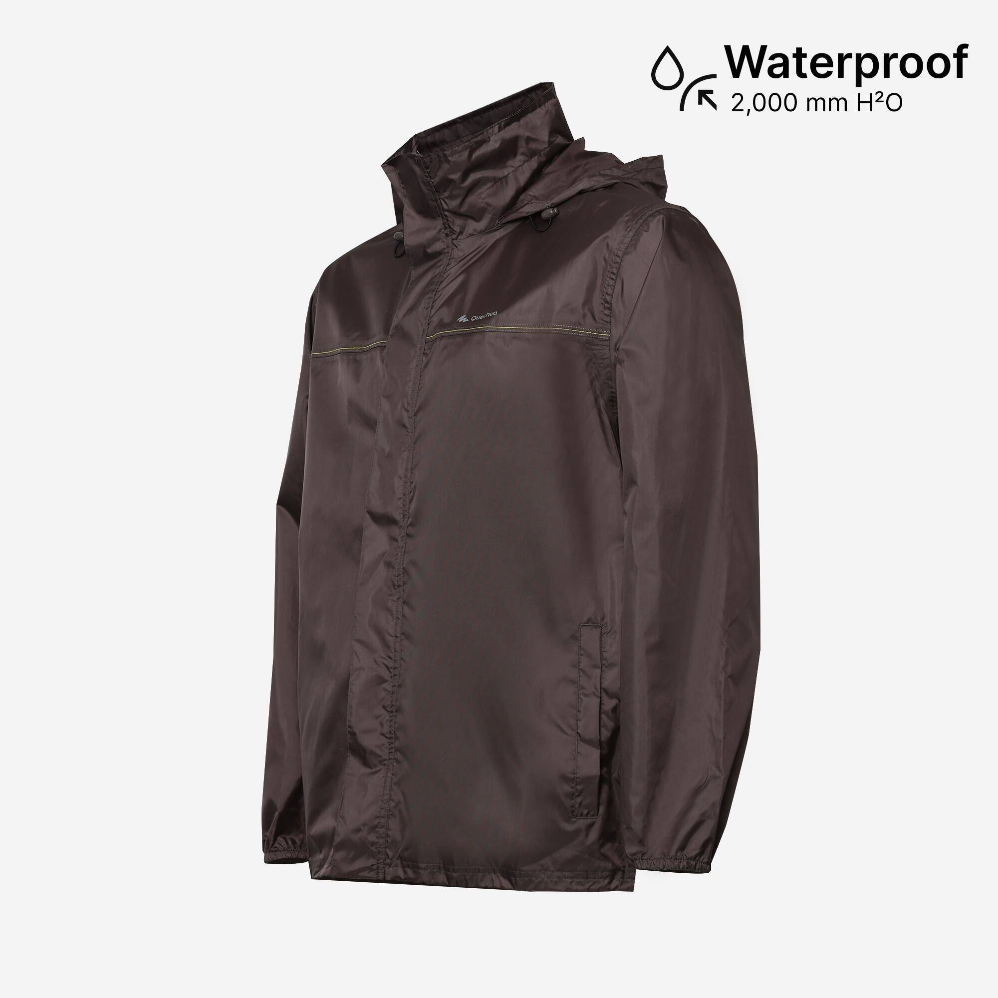 Men Full Zip Rain Jacket with Storage Pouch Brown - NH100 -  2