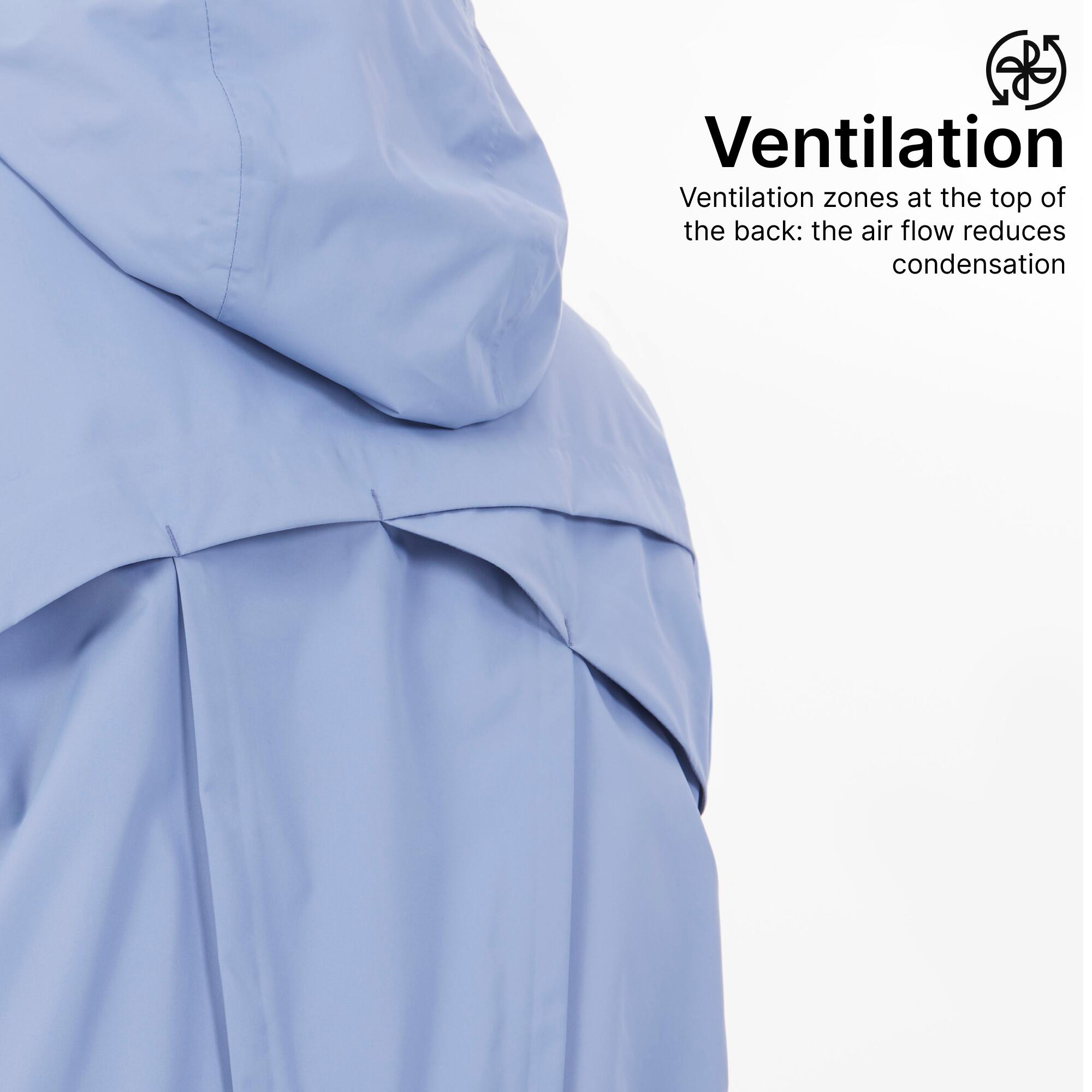 Women Full Zip Rain Jacket with Secure Chest Pocket Dusk Blue - NH500