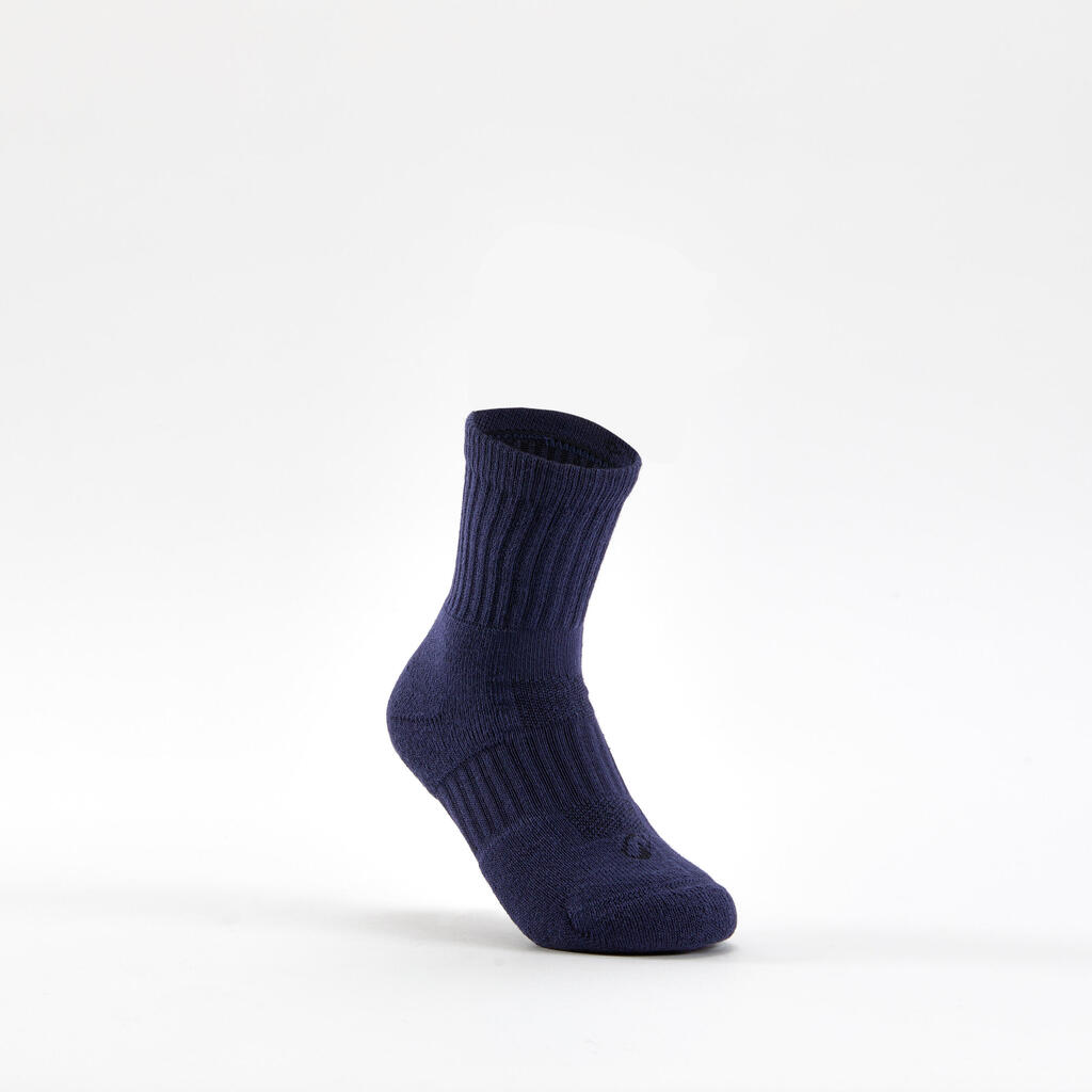 CHAUSSETTES DE SPORT ENFANT HAUTES DECATHLON RS 500 NOIR GRIS LOT DE 3