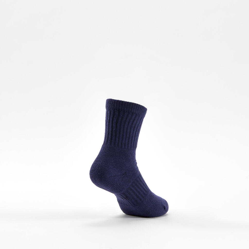 CHAUSSETTES DE SPORT ENFANT HAUTES DECATHLON RS 500 NOIR GRIS LOT DE 3