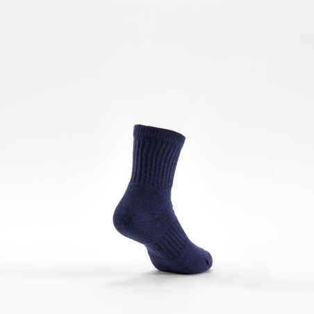 Kids' High Sports Socks RS 500 Tri-Pack - White/Navy