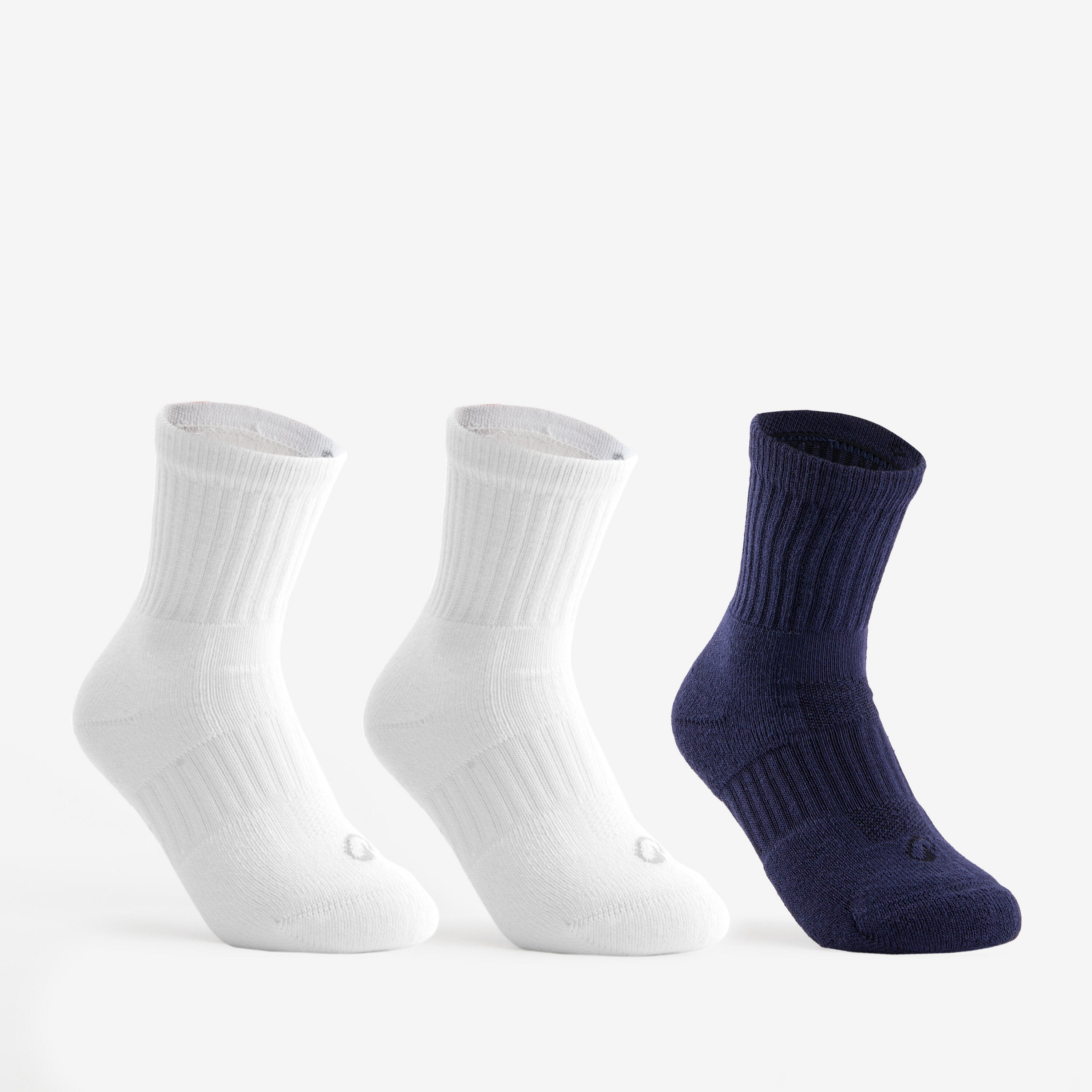 Set de 3 perechi de șosete lungi de sport Decathlon RS 500 alb-bleumarin Copii