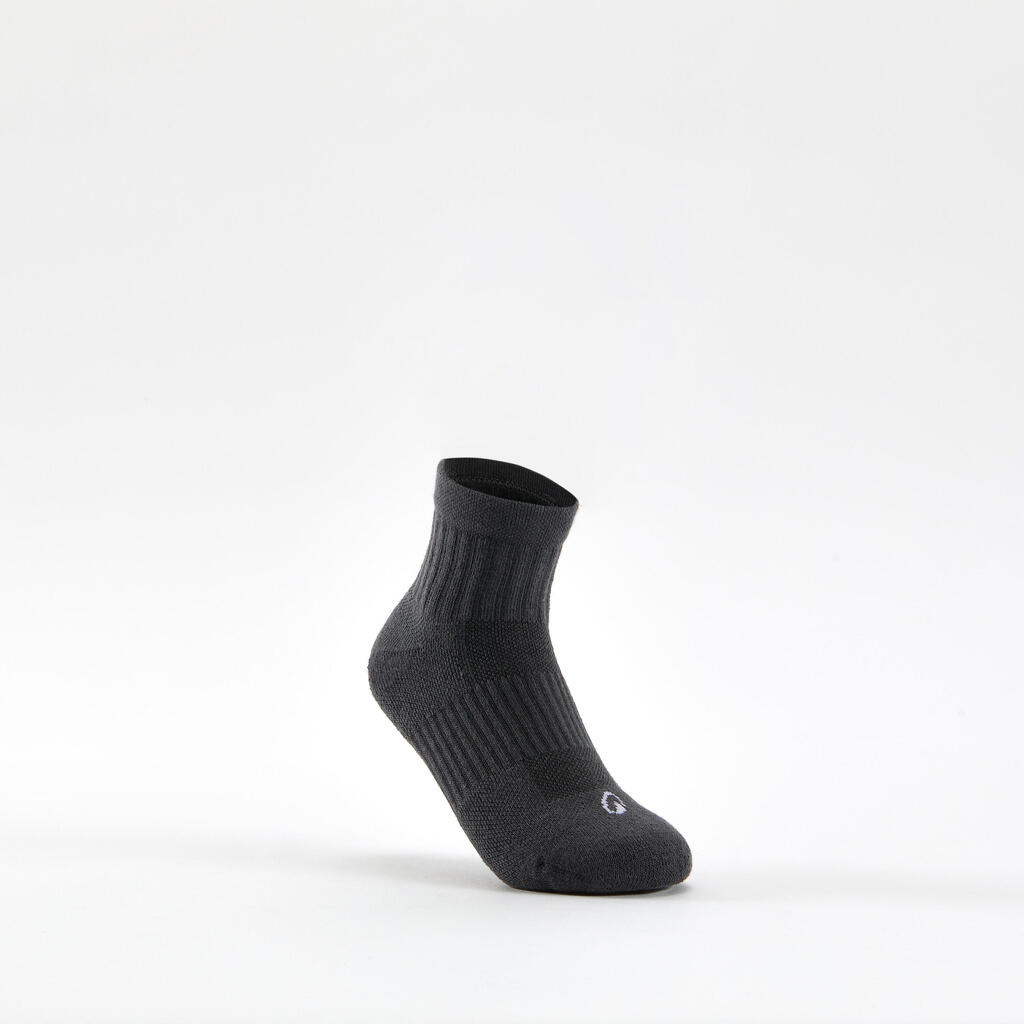 CHAUSSETTES DE SPORT ENFANT HAUTES DECATHLON RS 500 NOIR GRIS LOT DE 3
