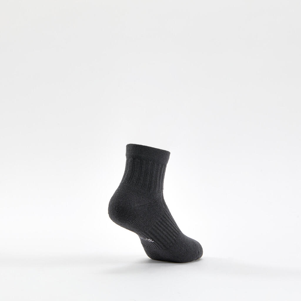 CHAUSSETTES DE SPORT ENFANT HAUTES DECATHLON RS 500 NOIR GRIS LOT DE 3