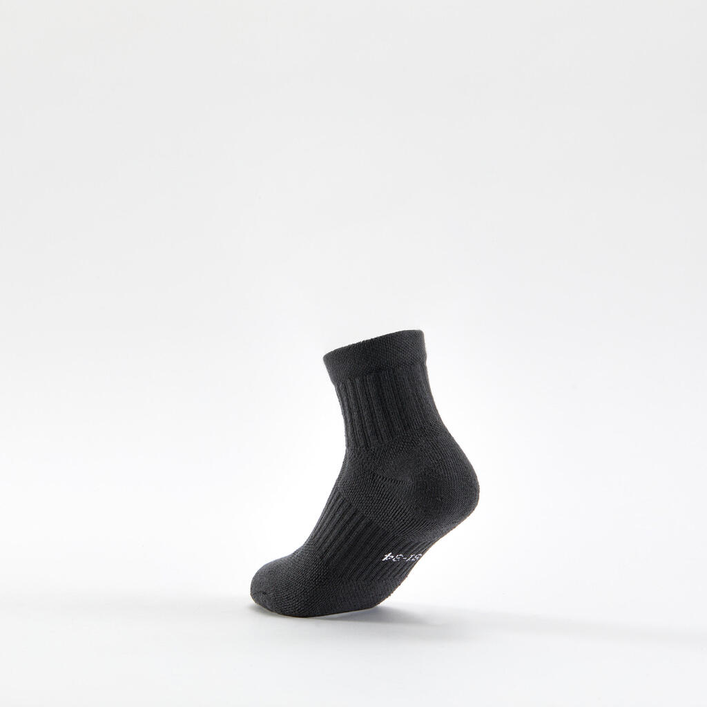 CHAUSSETTES DE SPORT ENFANT HAUTES DECATHLON RS 500 NOIR GRIS LOT DE 3