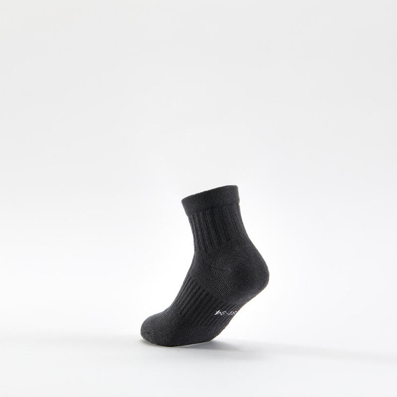 Çocuk Orta Boy Konçlu Spor Çorabı - 3 Çift - Siyah / Gri - RS500