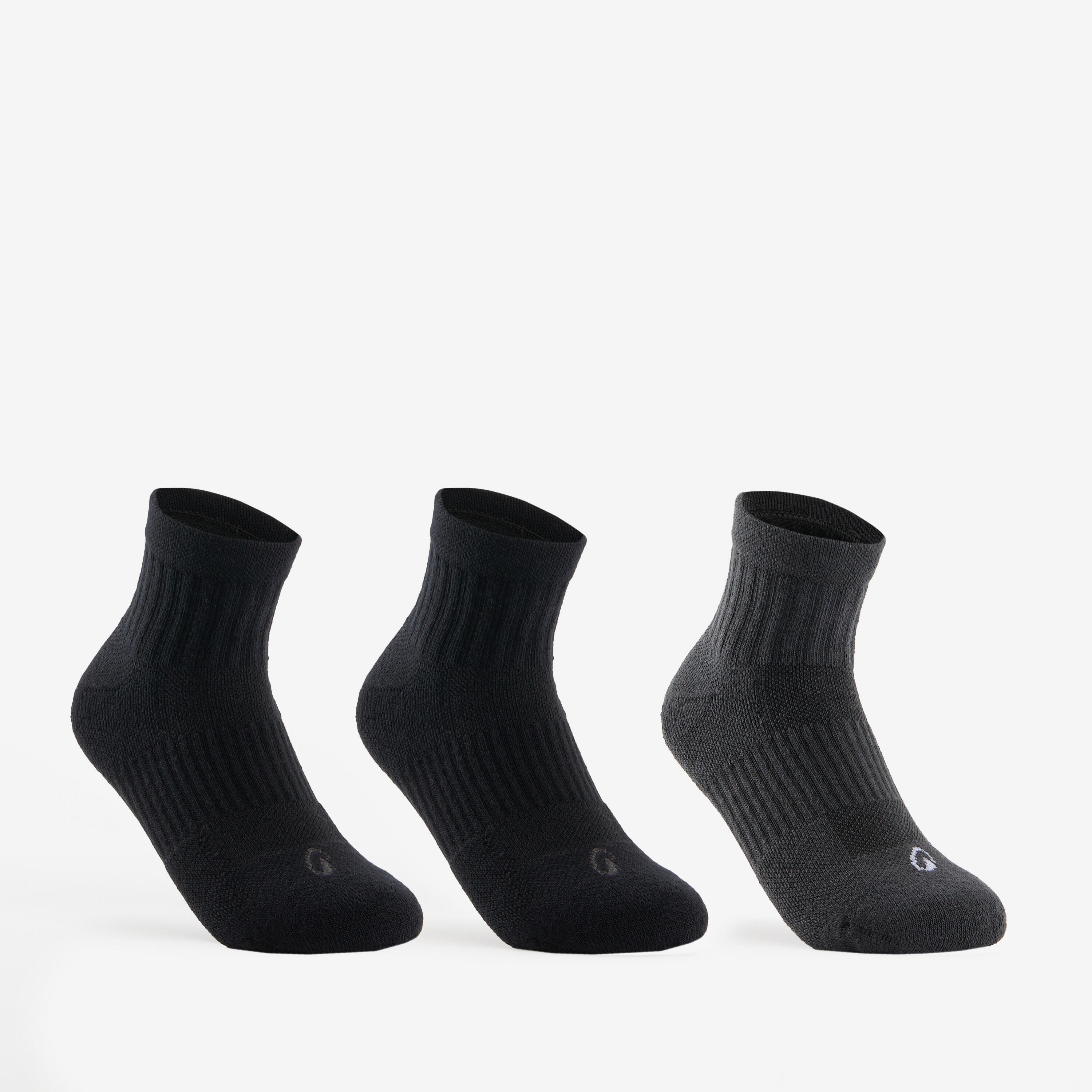 Kids' High Sports Socks RS 500 Tri-Pack - Black/Grey
