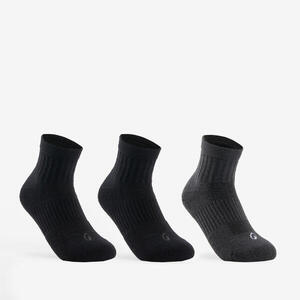Calcetines altos de tenis Niños Pack de 3 Artengo RS 500 negro gris