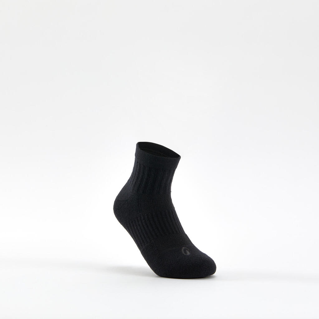 CHAUSSETTES DE SPORT ENFANT HAUTES DECATHLON RS 500 NOIR GRIS LOT DE 3